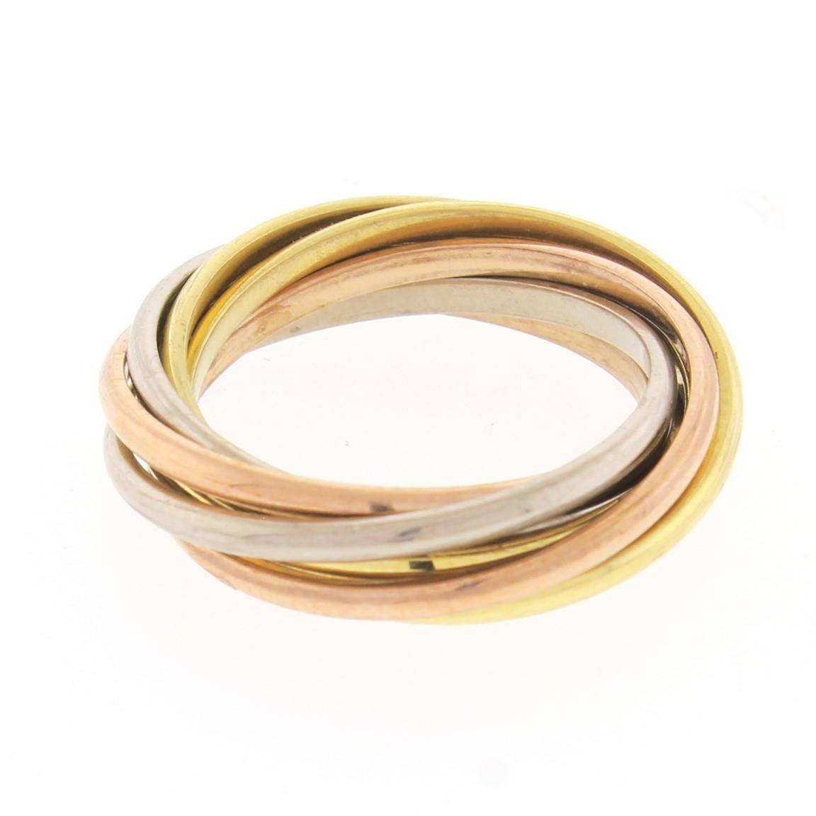 Women's or Men's Cartier Trinity 7 Band Tricolor Gold Band-Ring