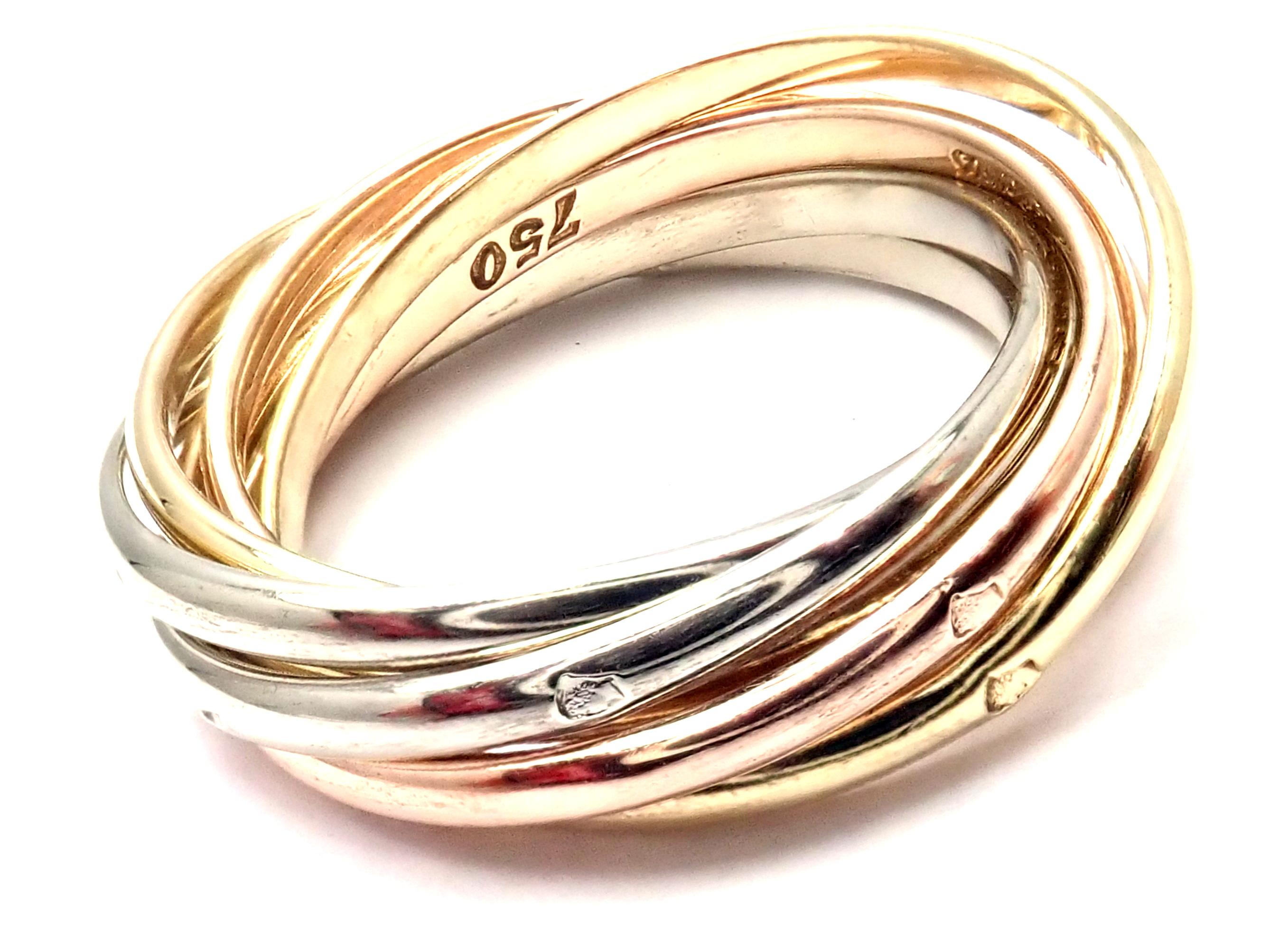 Cartier Trinity 7 Band Tricolor Gold Ring In Excellent Condition In Holland, PA
