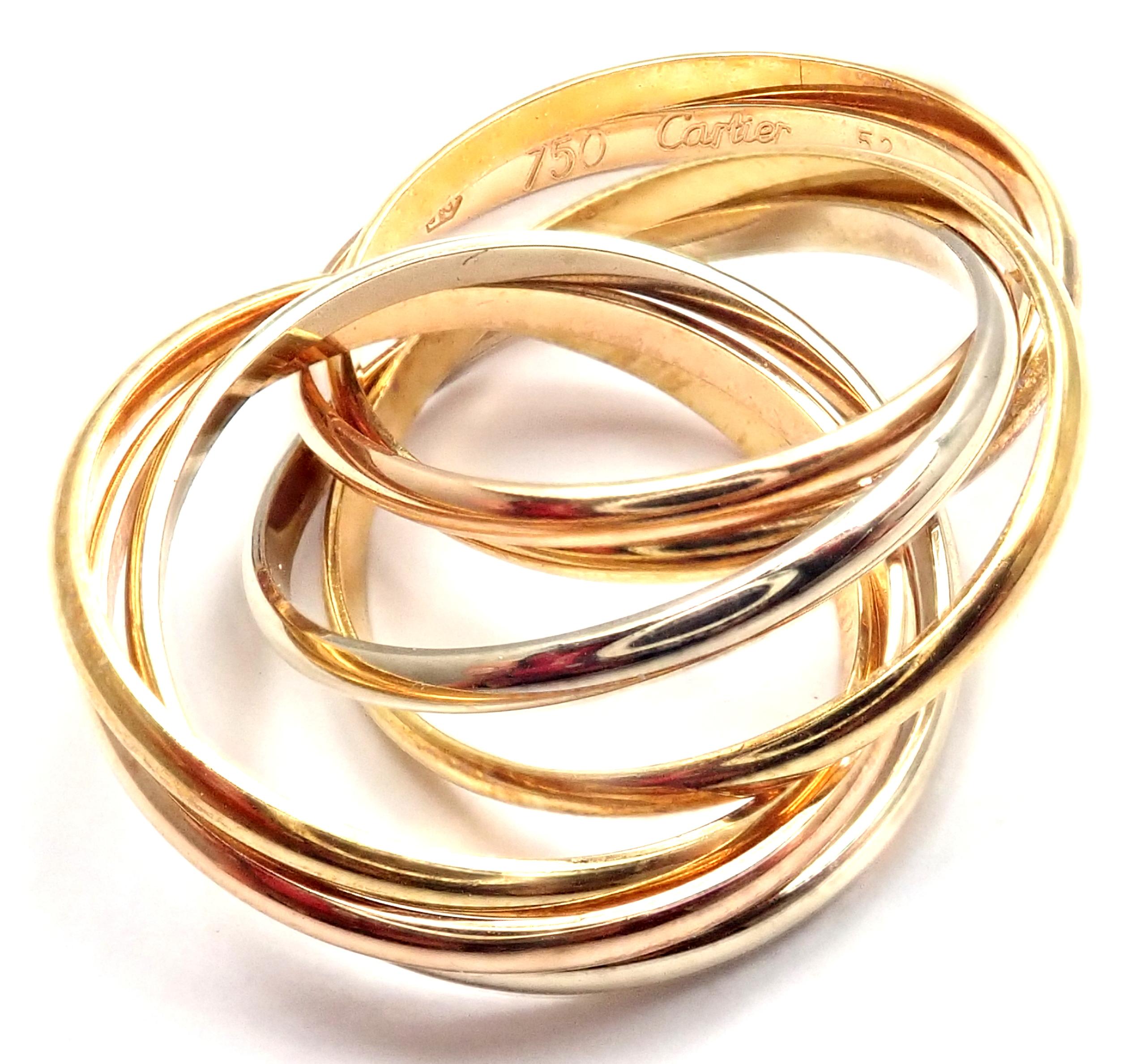 Cartier Trinity 7 Band Tricolor Gold Ring In Excellent Condition In Holland, PA