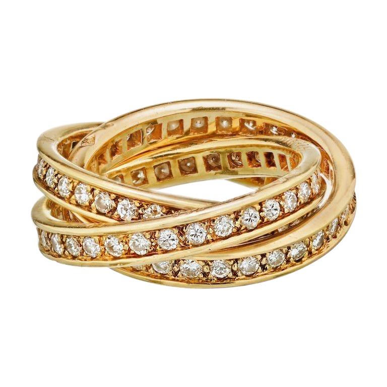 Cartier Trinity All Diamond Yellow Gold Ring For Sale at 1stdibs