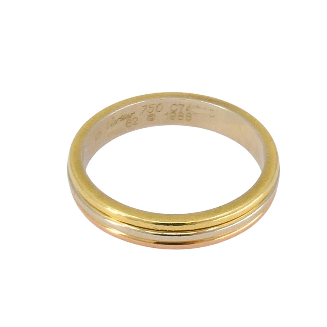 Cartier Trinity Band 18k Gold Männer Ringe Original Box im Zustand „Hervorragend“ im Angebot in Beverly Hills, CA