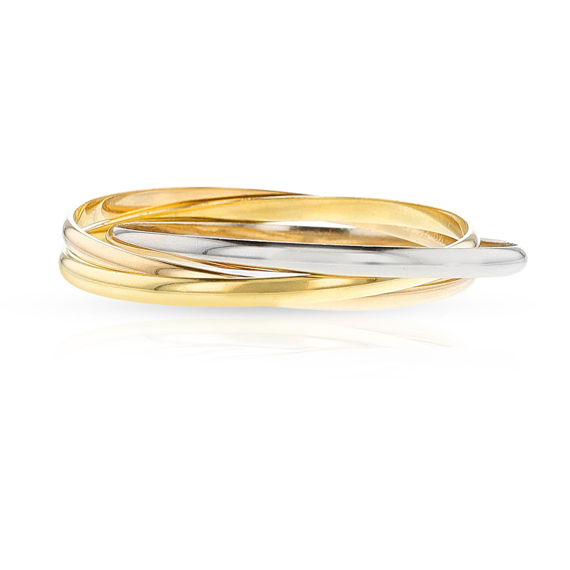 Bracciale Cartier Trinity, oro rosa, bianco e giallo 18 carati. 68,70 grammi. Firmato e numerato. 