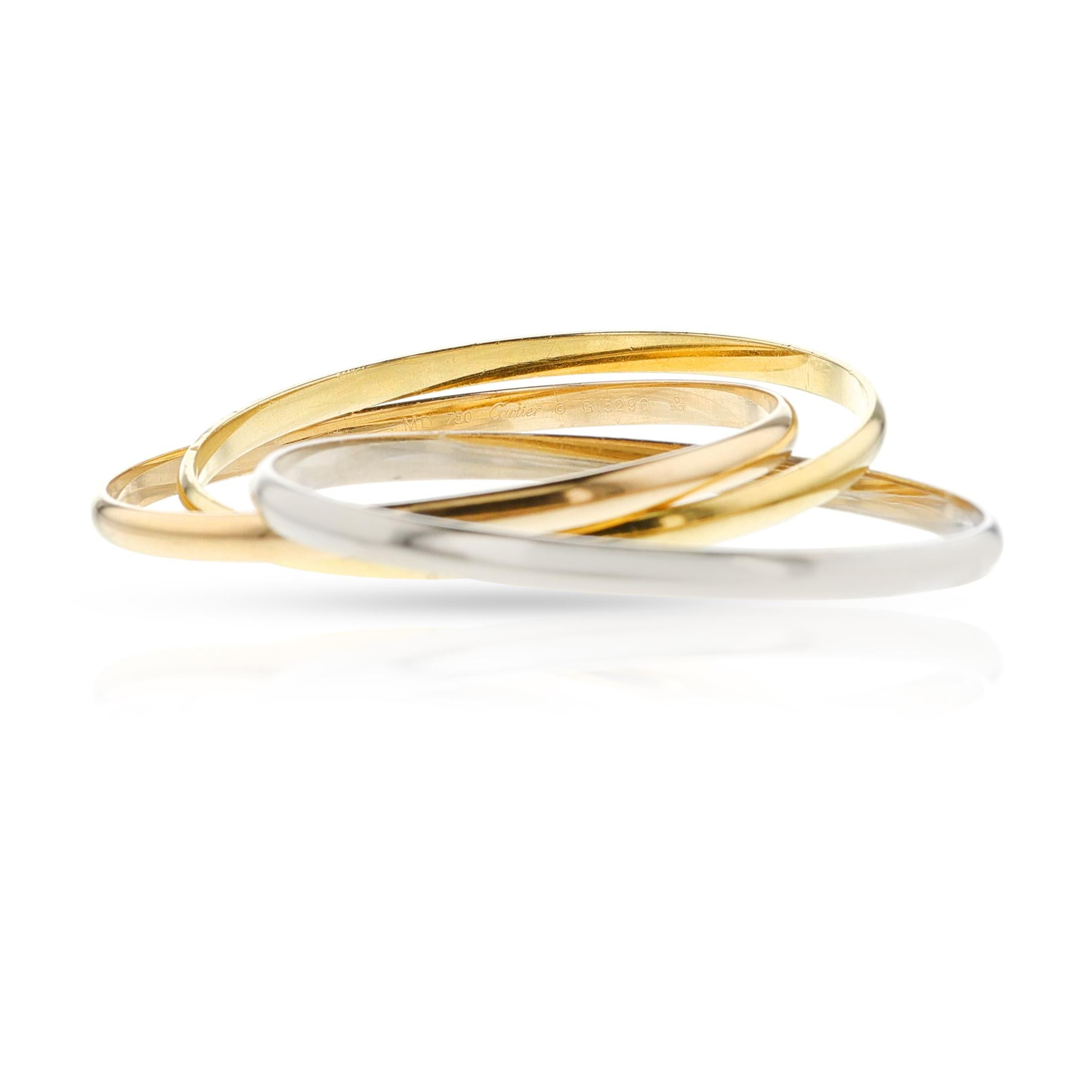 Women's or Men's Cartier Trinity Bangle, 18k Gold For Sale