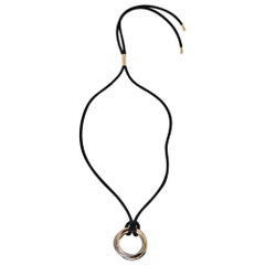 Cartier Trinity Black Cord 18K Three Tone Gold Pendant Necklace