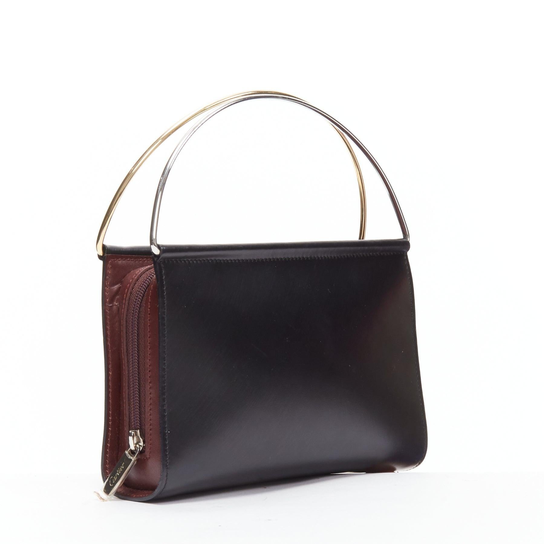 CARTIER Trinity black smooth calfskin top metal handle mini bag In Good Condition For Sale In Hong Kong, NT