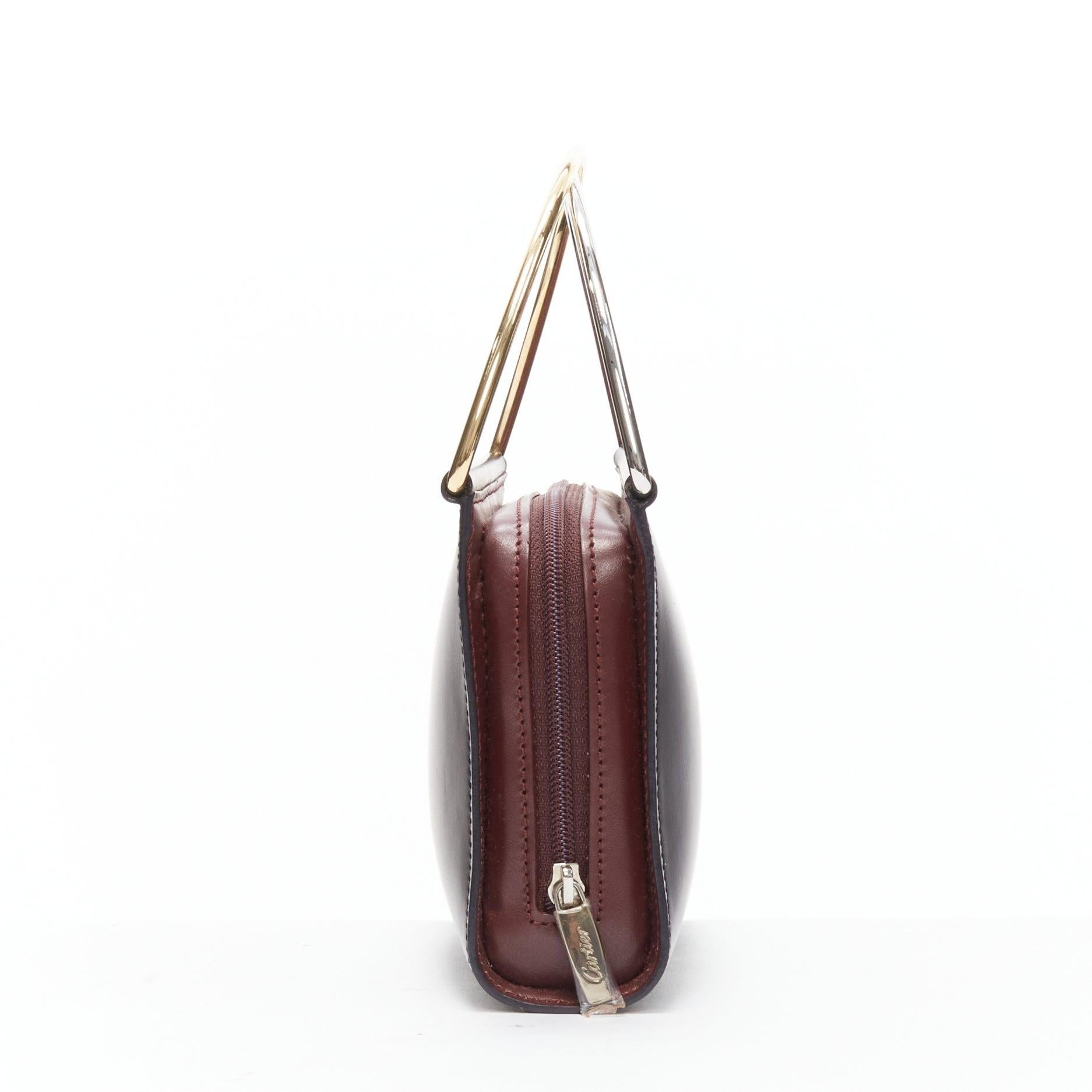 Cartier Trinity, mini-sac en cuir de veau lisse noir à anse métallique supérieure Pour femmes en vente