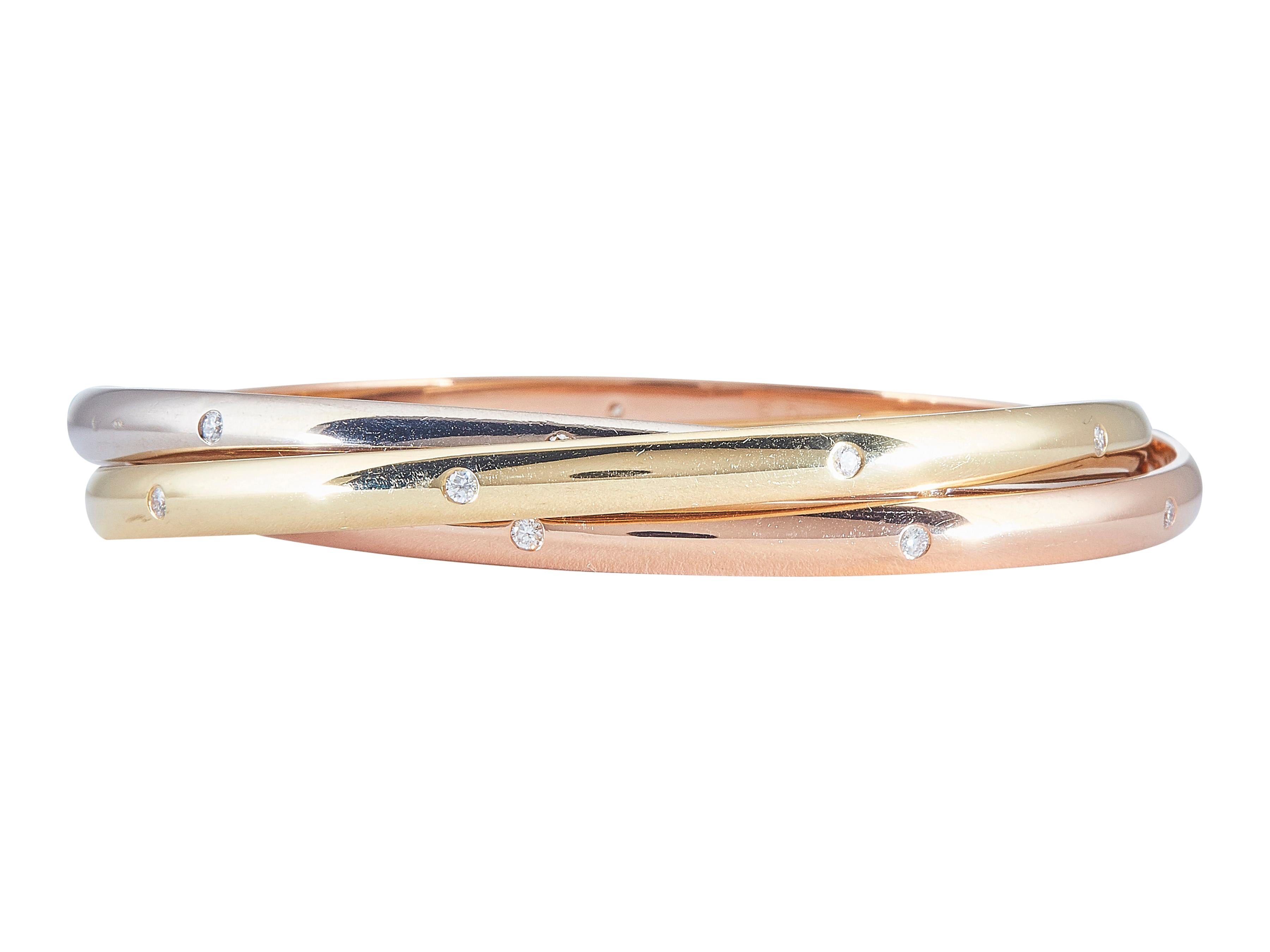 Cartier Trinity Bracelet 18K Tri-Color Gold Diamond