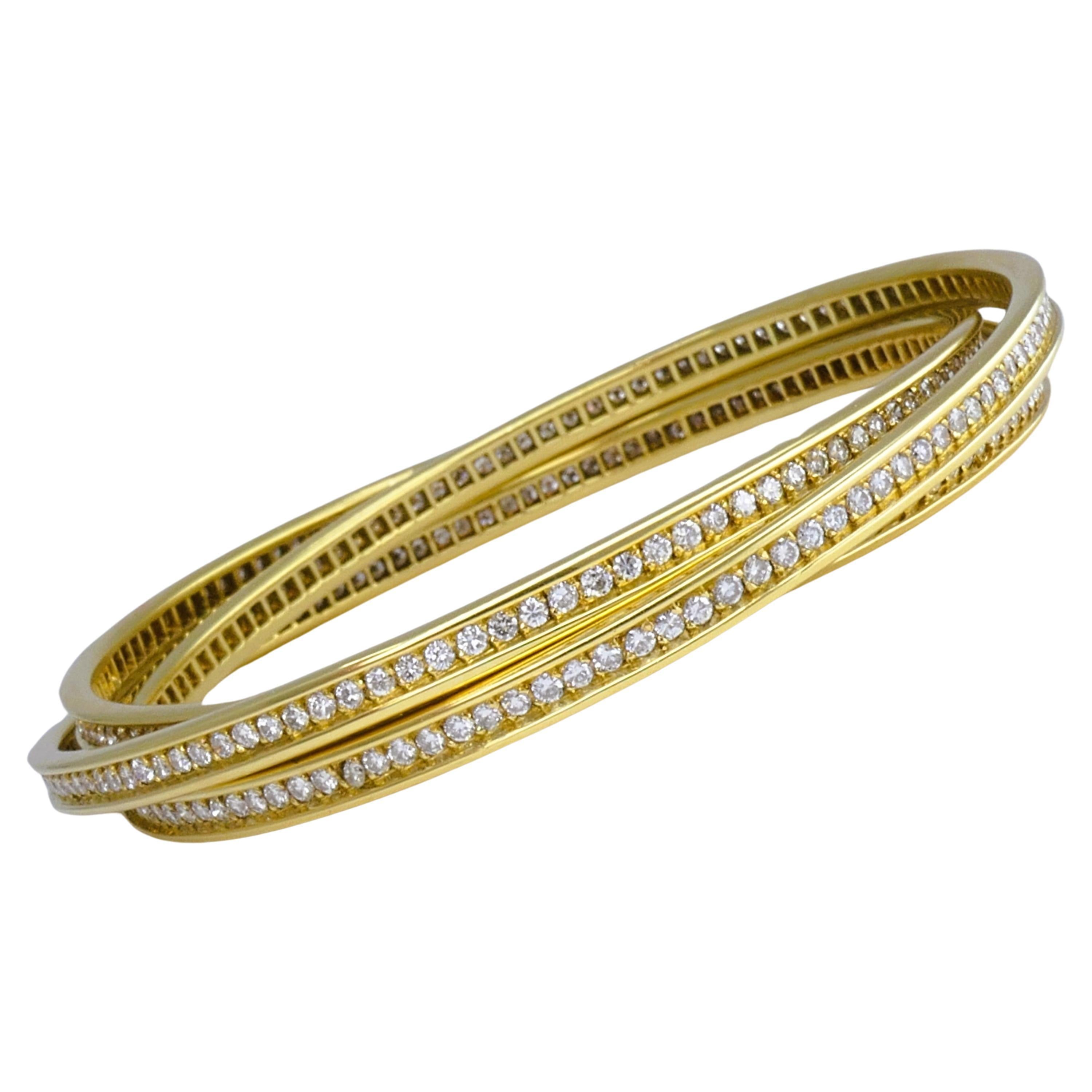 Cartier Trinity Bracelet Diamond 18k Gold Estate Jewelry For Sale
