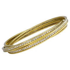 Retro Cartier Trinity Bracelet Diamond 18k Gold Estate Jewelry