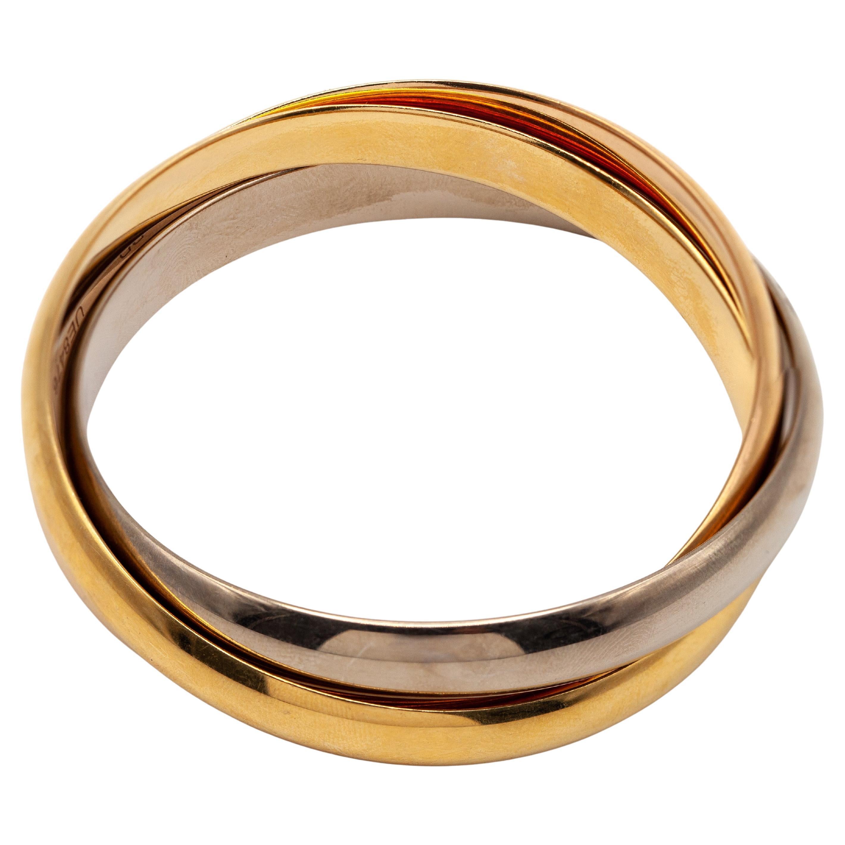 Cartier Trinity 18 Karat Tri-Color Gold Rolling Bangle Bracelet