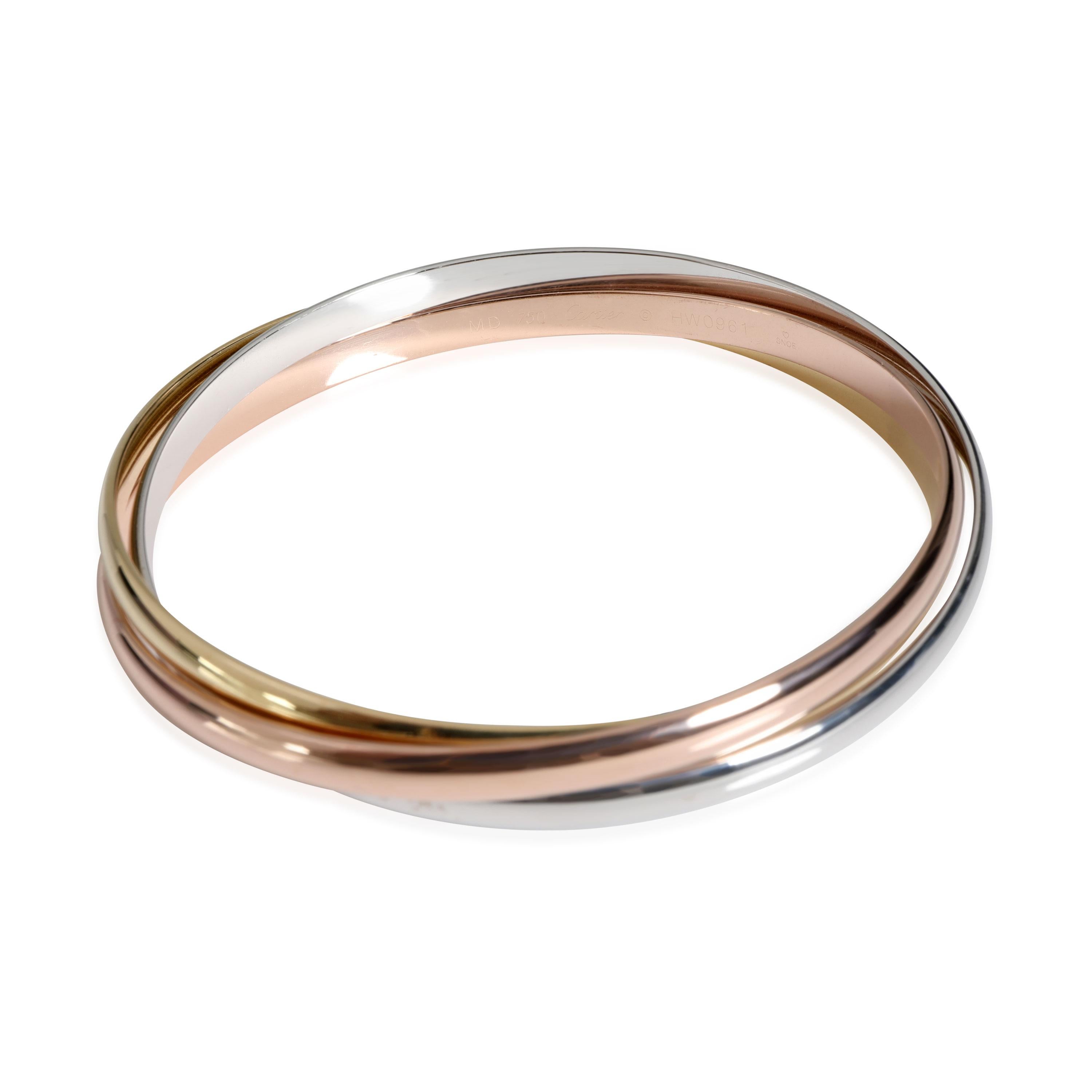 Cartier Trinity Bracelet in 18k 3 Tone Gold

PRIMARY DETAILS
SKU: 117116
Listing Title: Cartier Trinity Bracelet in 18k 3 Tone Gold
Condition Description: Retails for 9600 USD. In excellent condition and recently polished. Cartier size 19. Comes