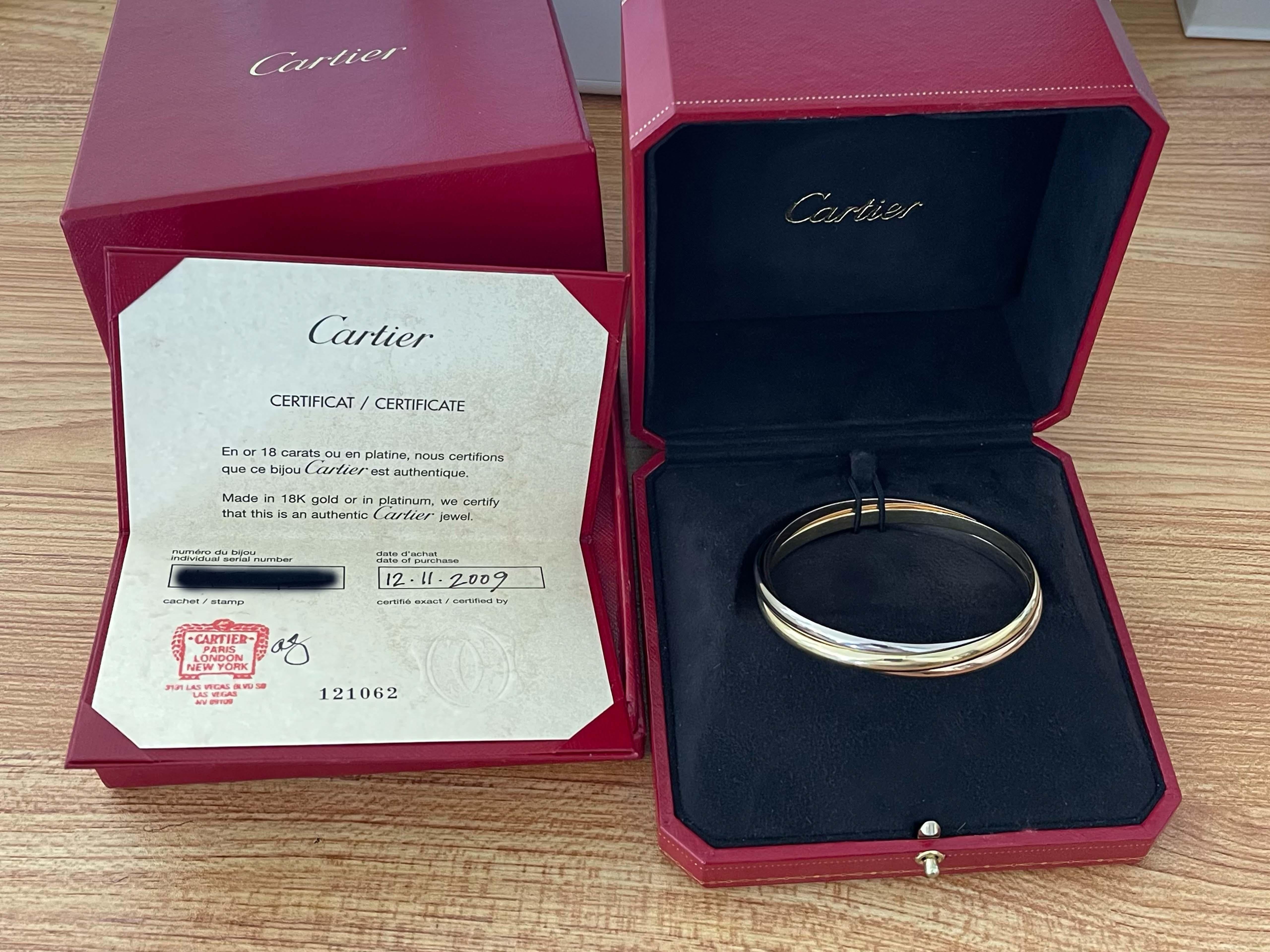 Cartier Bracelet Trinity en or blanc, jaune et rose 18 carats Excellent état - En vente à Honolulu, HI