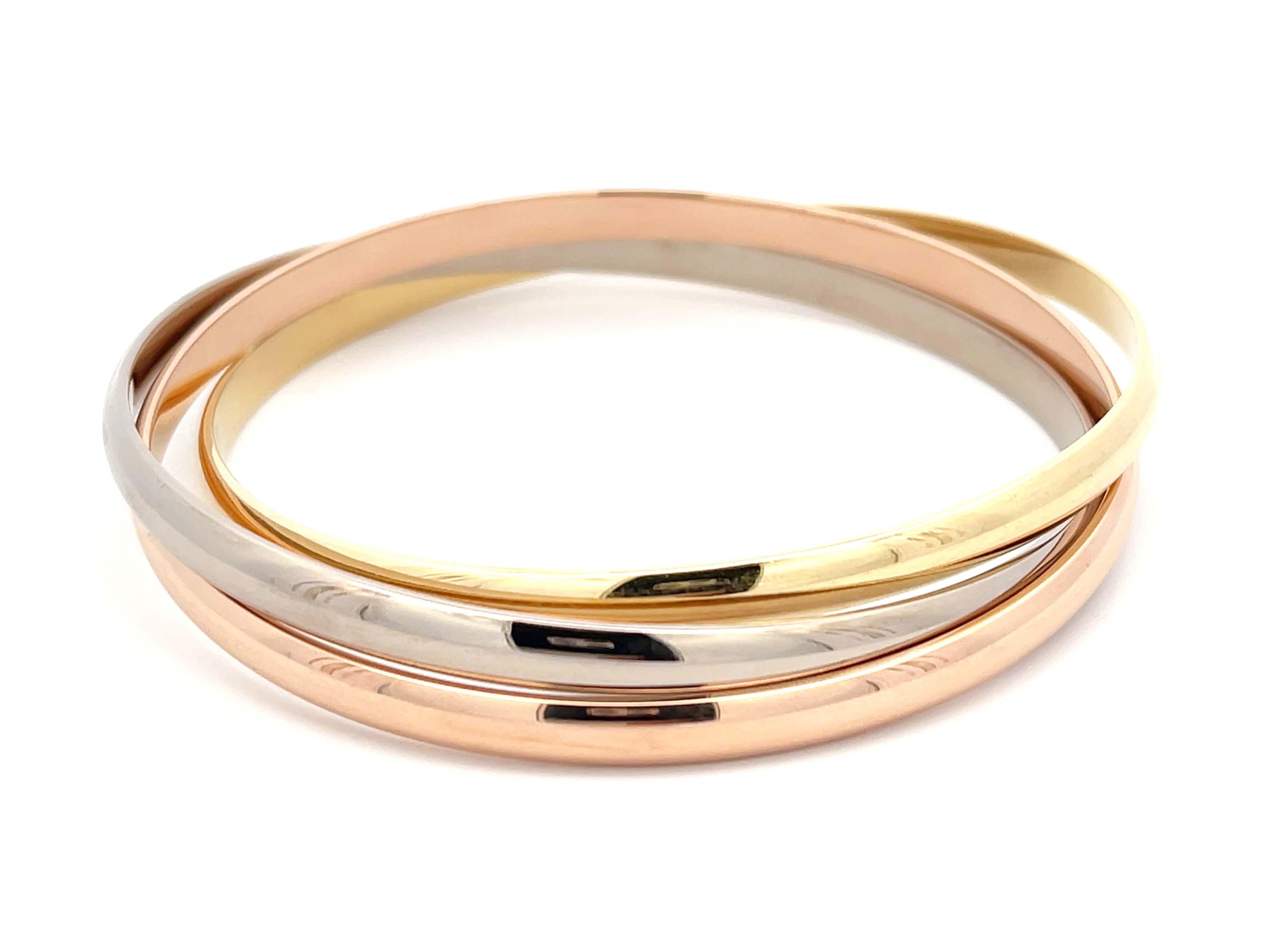 Women's or Men's Cartier Trinity Bracelet in 18k White Yellow and Rose Gold For Sale