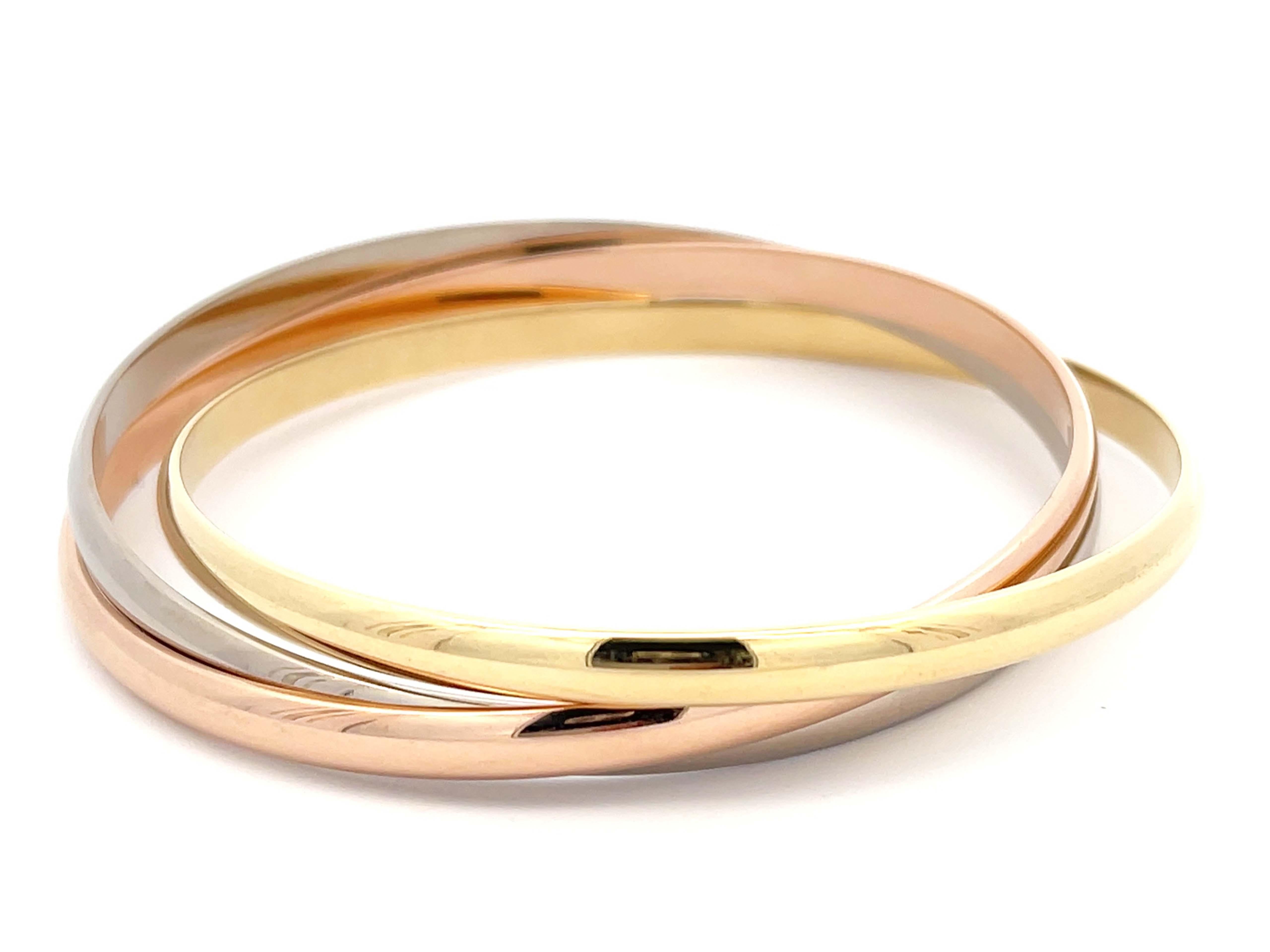 Cartier Trinity Bracelet in 18k White Yellow and Rose Gold For Sale 1