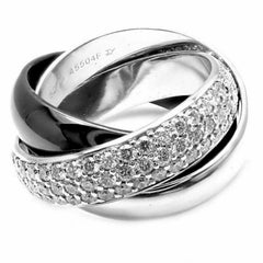 Cartier Trinity Ceramic Diamond Gold Platinum Band Ring
