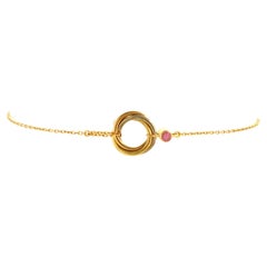 Cartier Trinity Kette Armband aus 18 Karat dreifarbigem Gold mit rosa Saphir