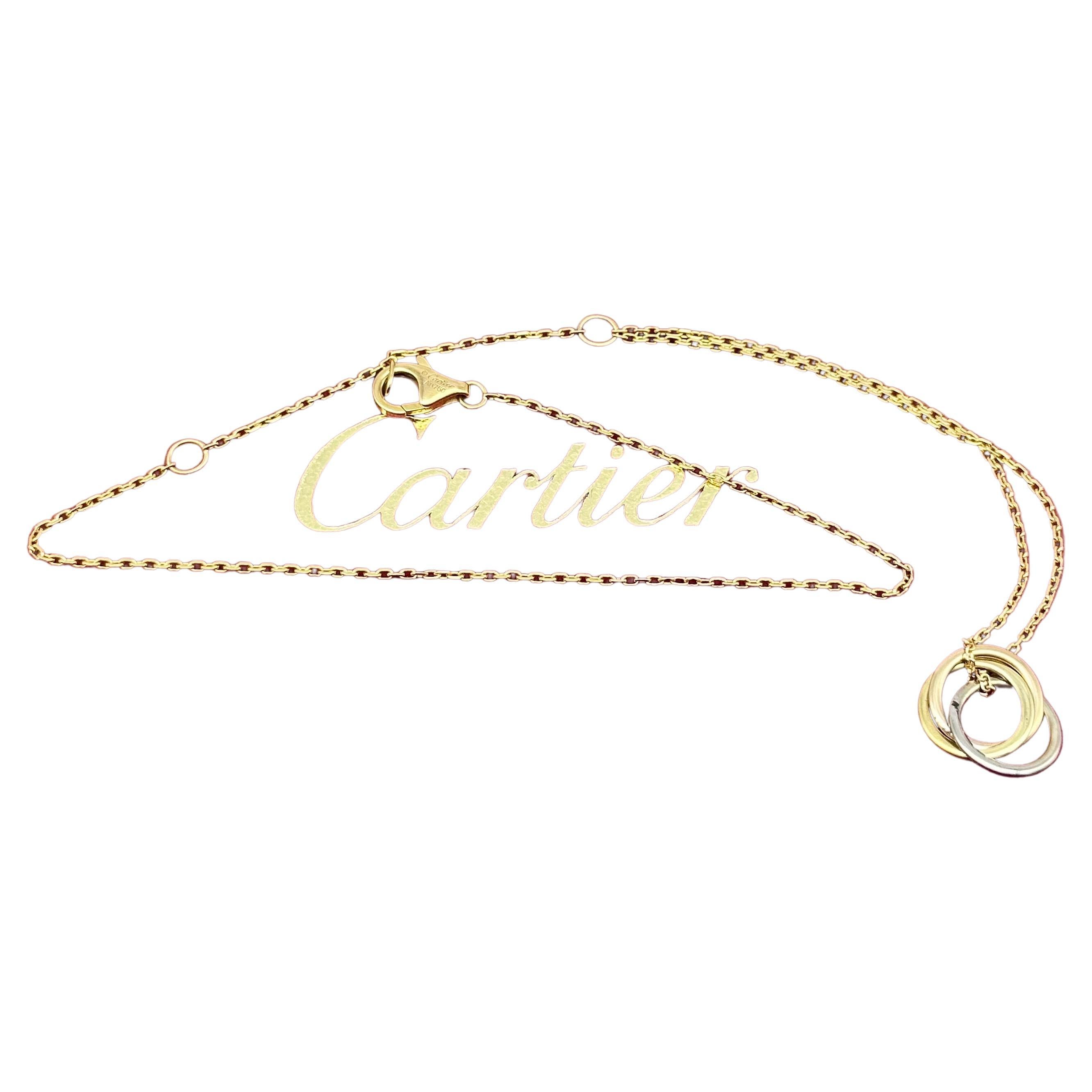 Cartier Trinity Charm Bracelet in 18 Karat White Yellow Pink Gold Boxes and COA