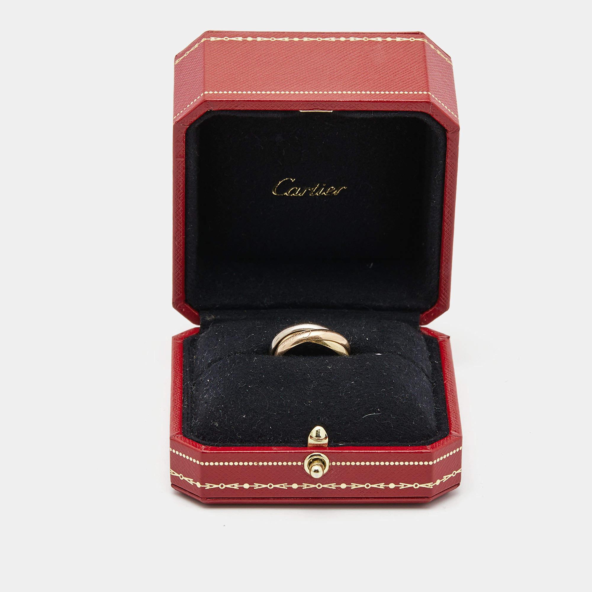 Cartier Trinity Classic 18k Three Tone Gold Ring Size 53 1