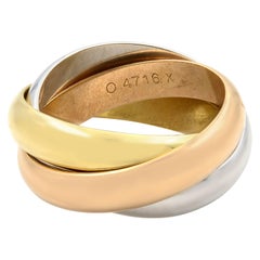 Cartier Trinity Classic Band Ring 18k White Yellow and Pink Gold