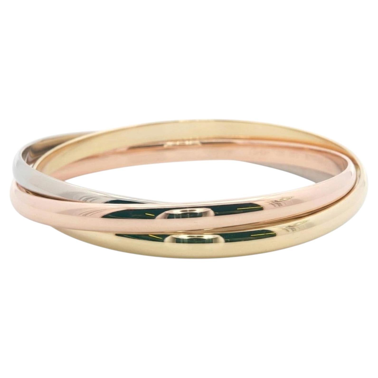 Cartier Trinity Classic Bracelet 18K Three Color Gold Iconic Bangle Cuff For Sale