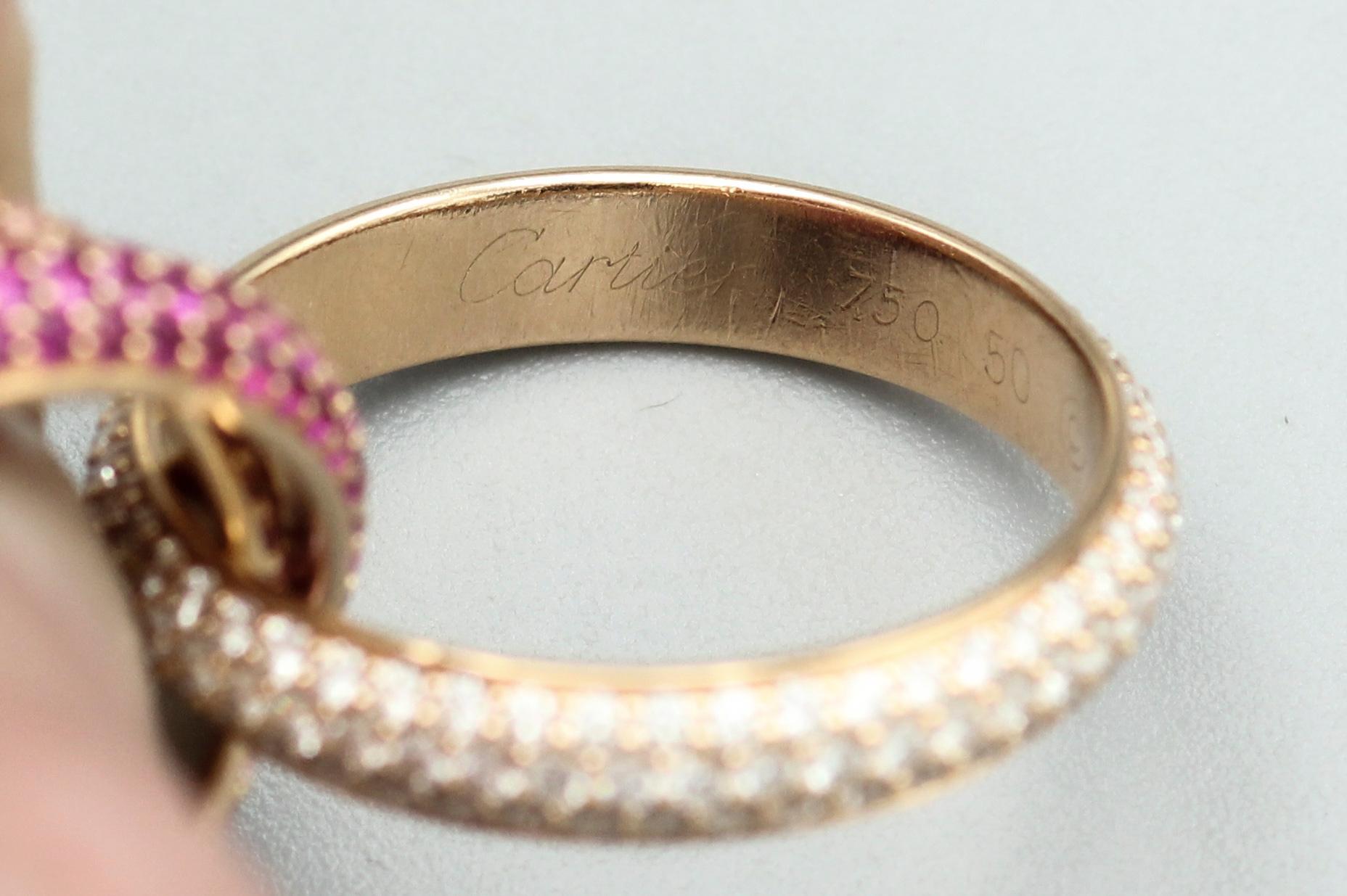 Cartier Trinity Classic, bague à anneau en or tricolore avec diamants, taille 5,5 en vente 3