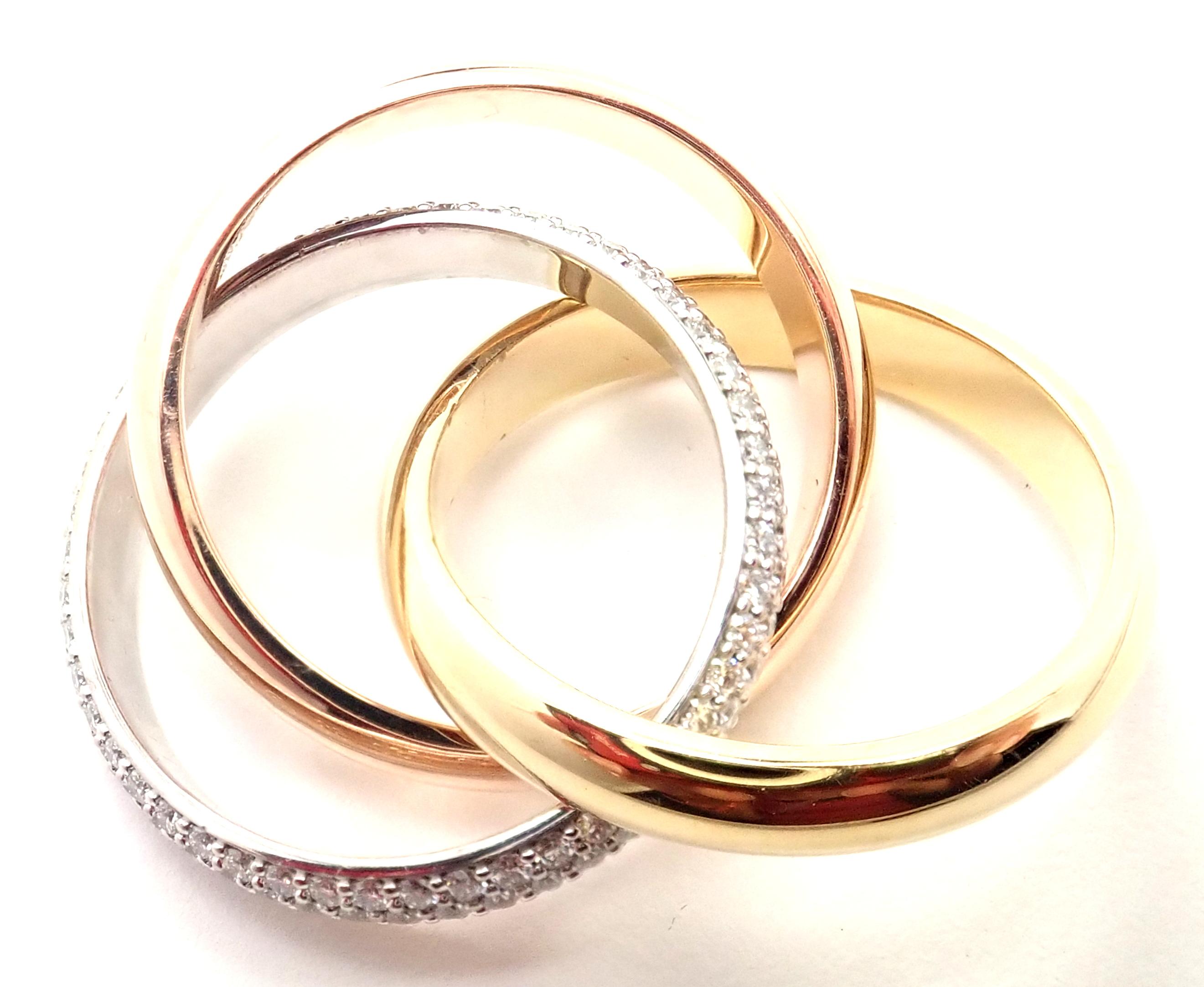 Cartier Bague Trinity Classic à anneau en or jaune et rose avec diamants blancs 2