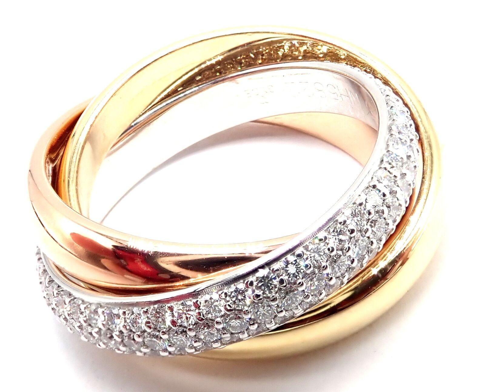 Cartier Trinity Klassischer Diamant-Ring aus Weiß-Gelb-Roségold im Angebot 6