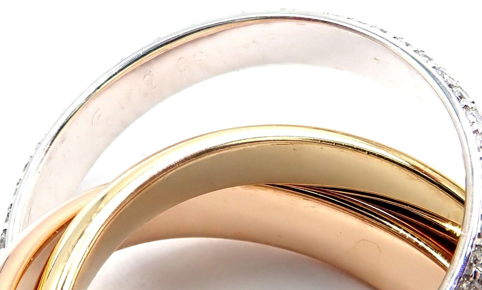 Cartier Trinity Klassischer Diamant-Ring aus Weiß-Gelb-Roségold für Damen oder Herren im Angebot
