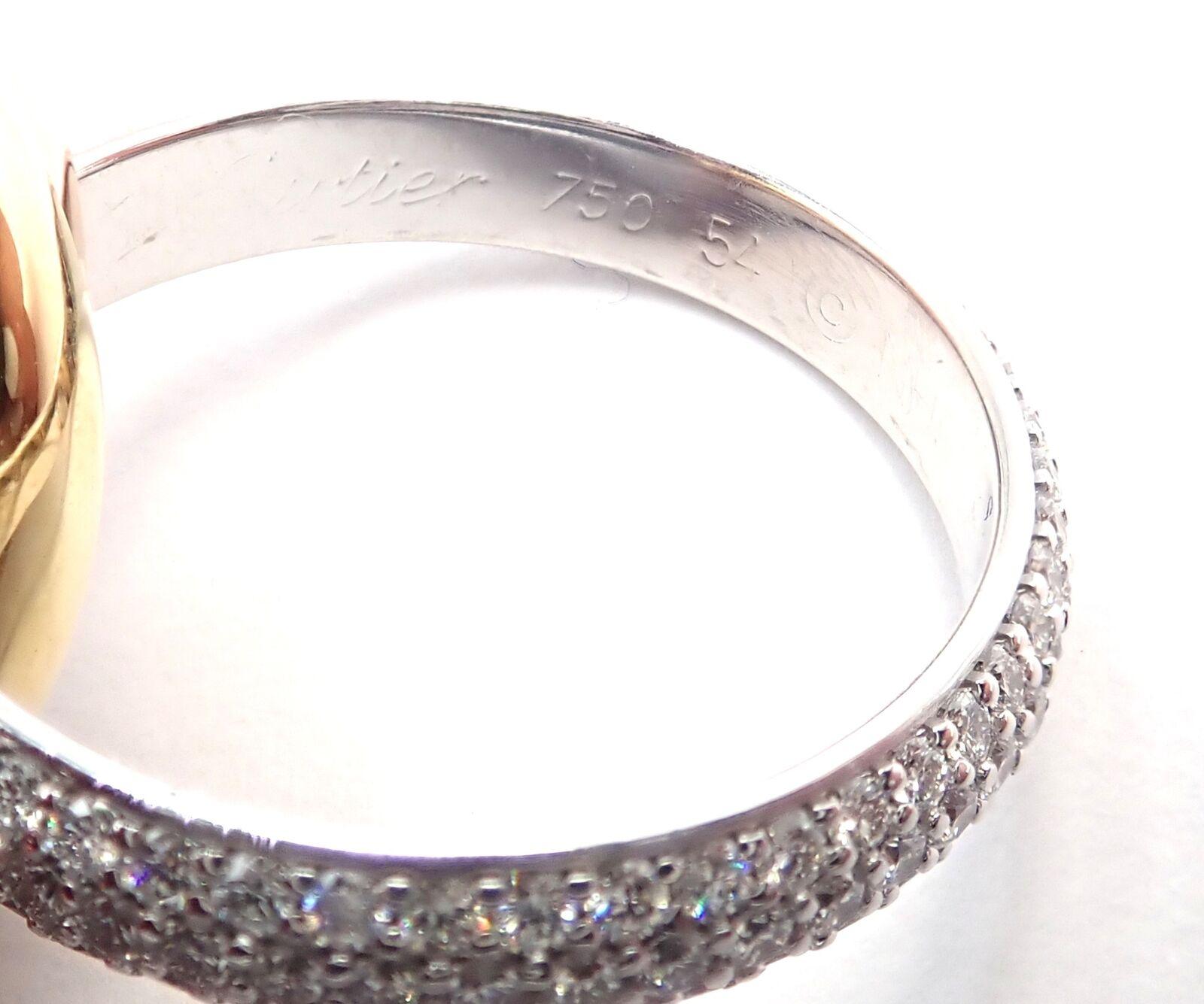 Women's or Men's Cartier Trinity Classic Diamond White Yellow Rose Gold Band Ring For Sale