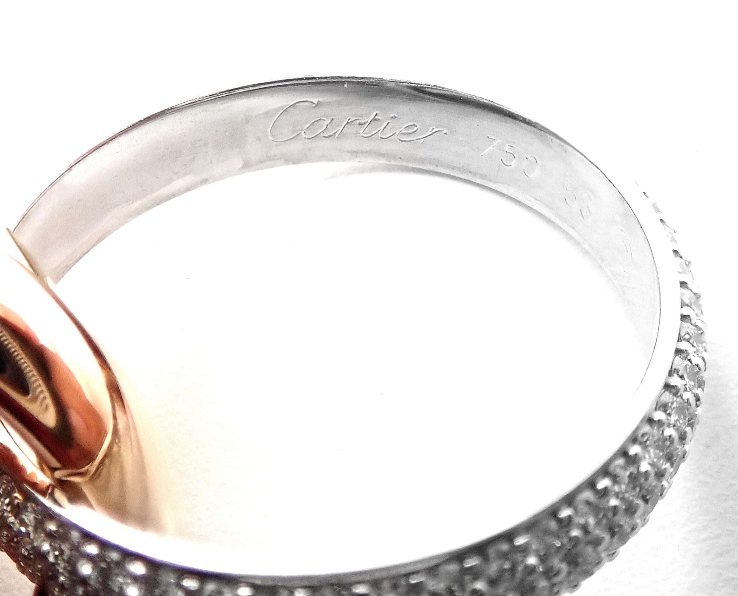  Cartier Bague Trinity Classic à anneau en or jaune et rose avec diamants blancs Unisexe 