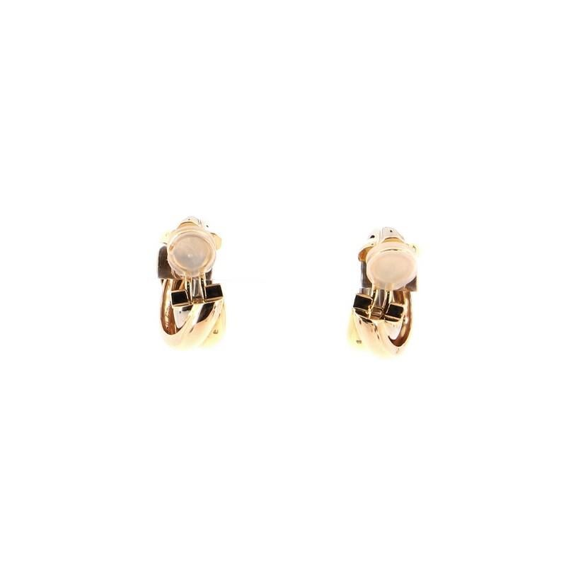 Cartier Trinity Clip-On Earrings 18 Karat Tricolor Gold In Good Condition In New York, NY