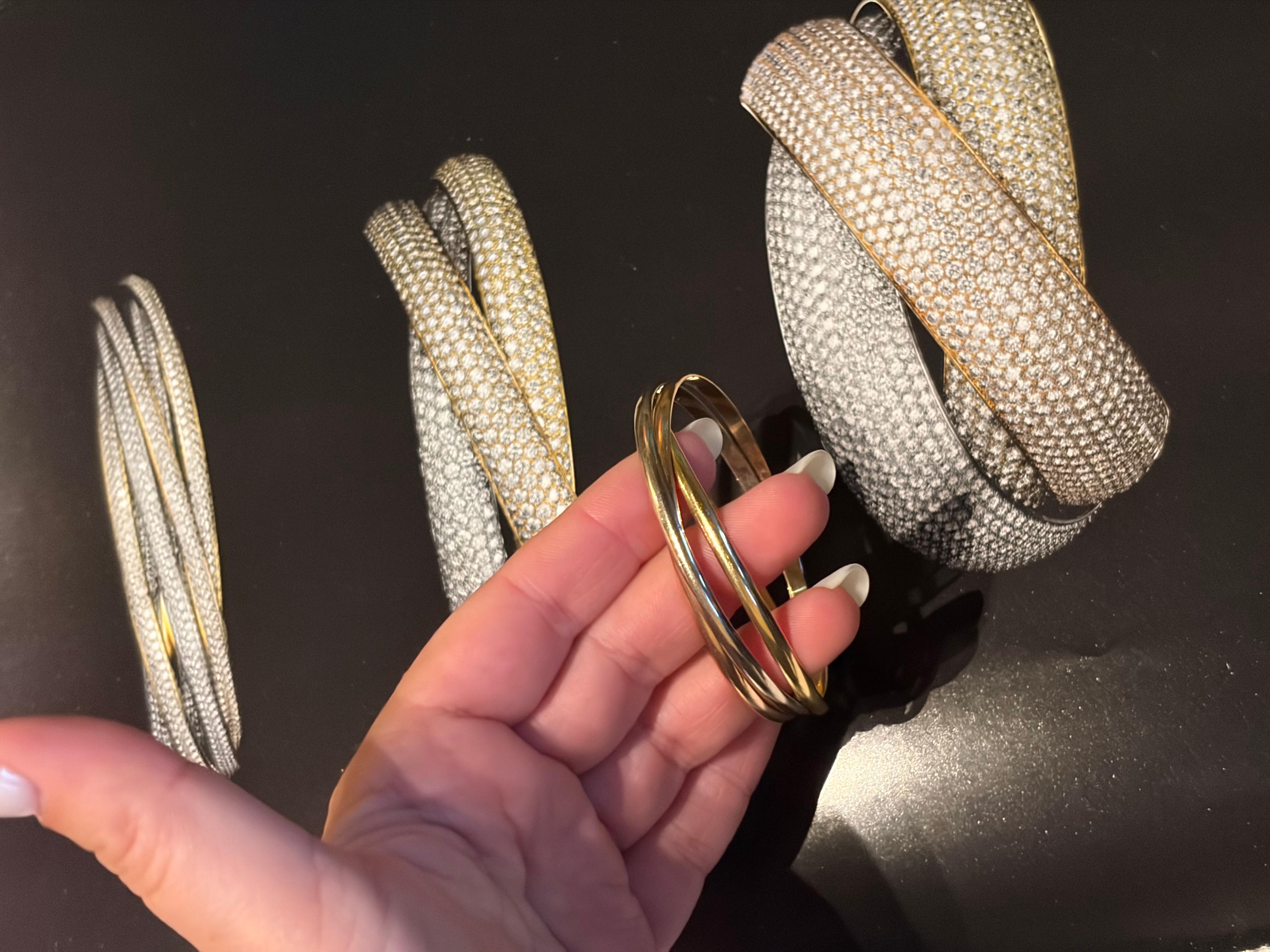 CARTIER TRINITY COLLECTION 18k Tri Color Gold Bangle Bracelets Vintage ...