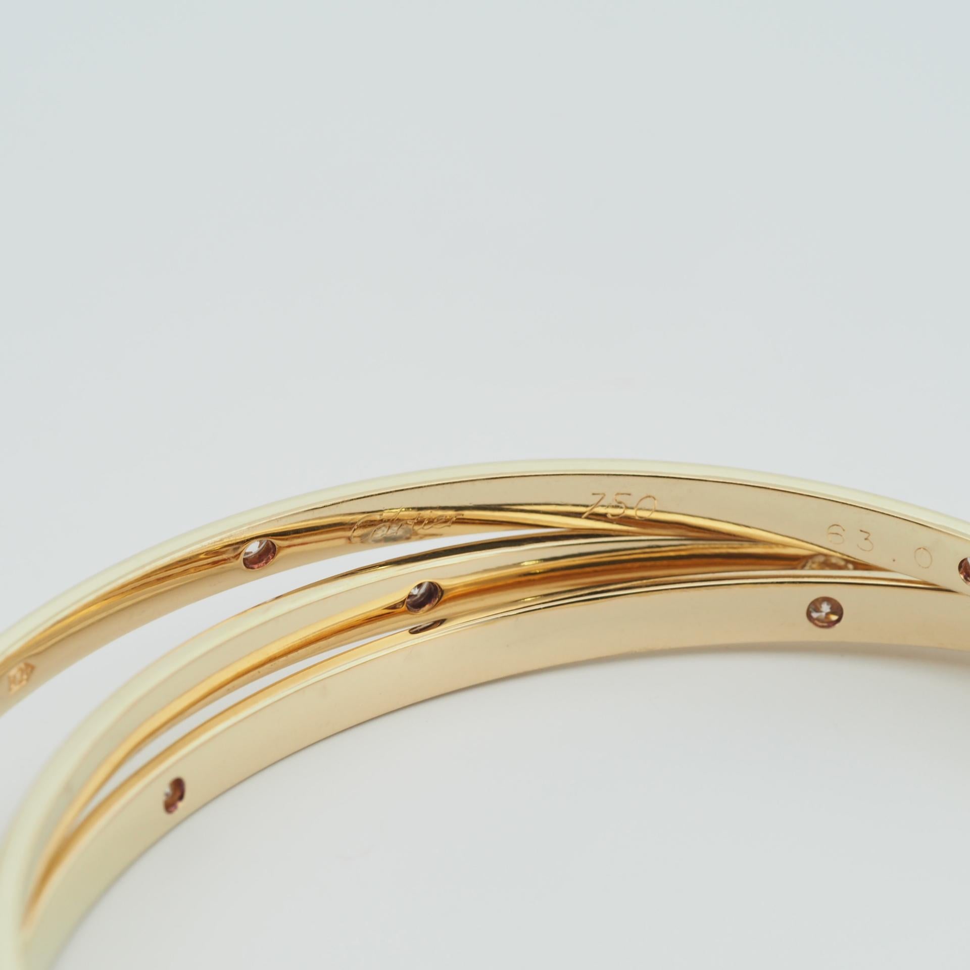 Cartier Trinity Constellation Bangle Bracelet 1ct Diamonds Yellow Gold In Good Condition For Sale In Kobe, Hyogo