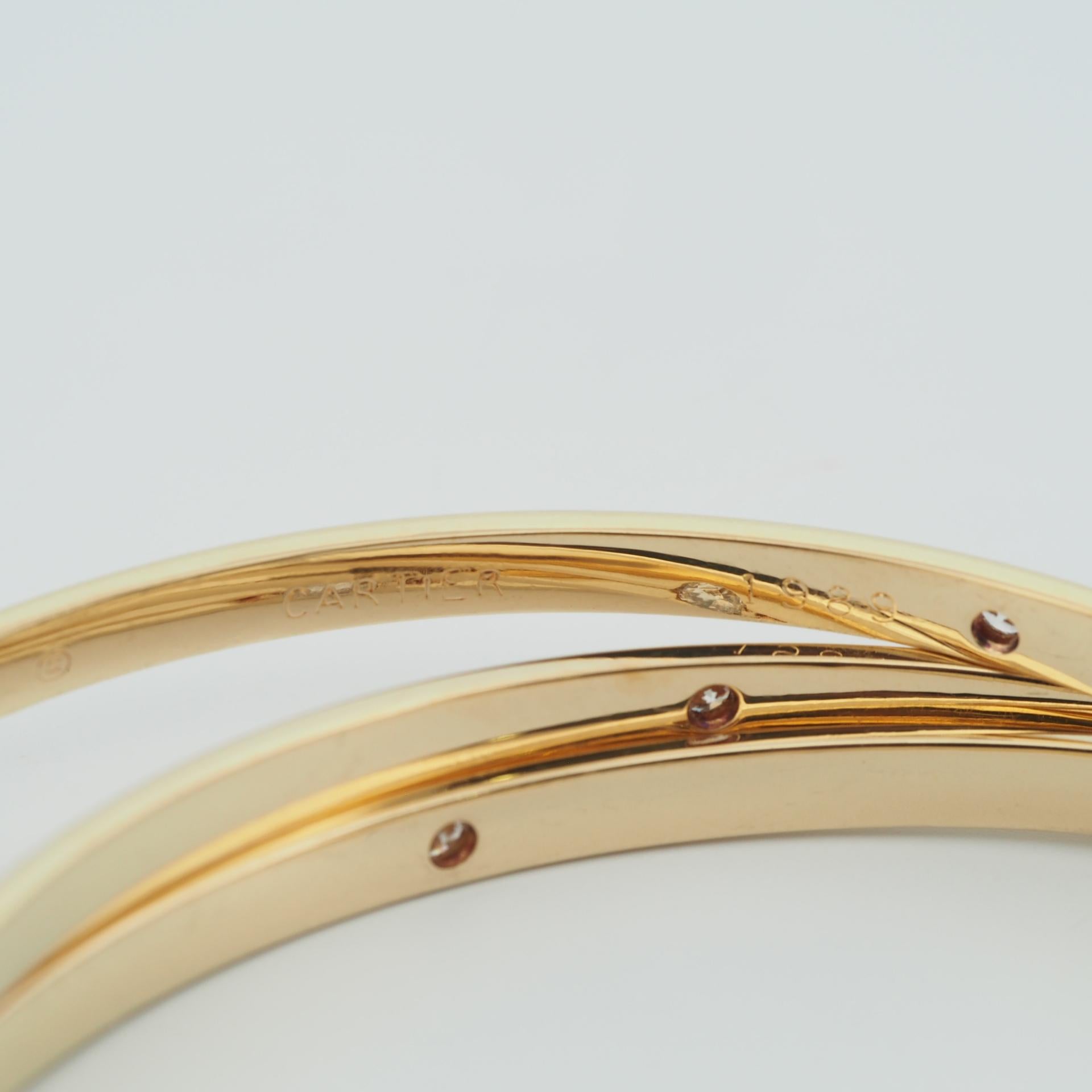 Women's Cartier Trinity Constellation Bangle Bracelet 1ct Diamonds Yellow Gold For Sale
