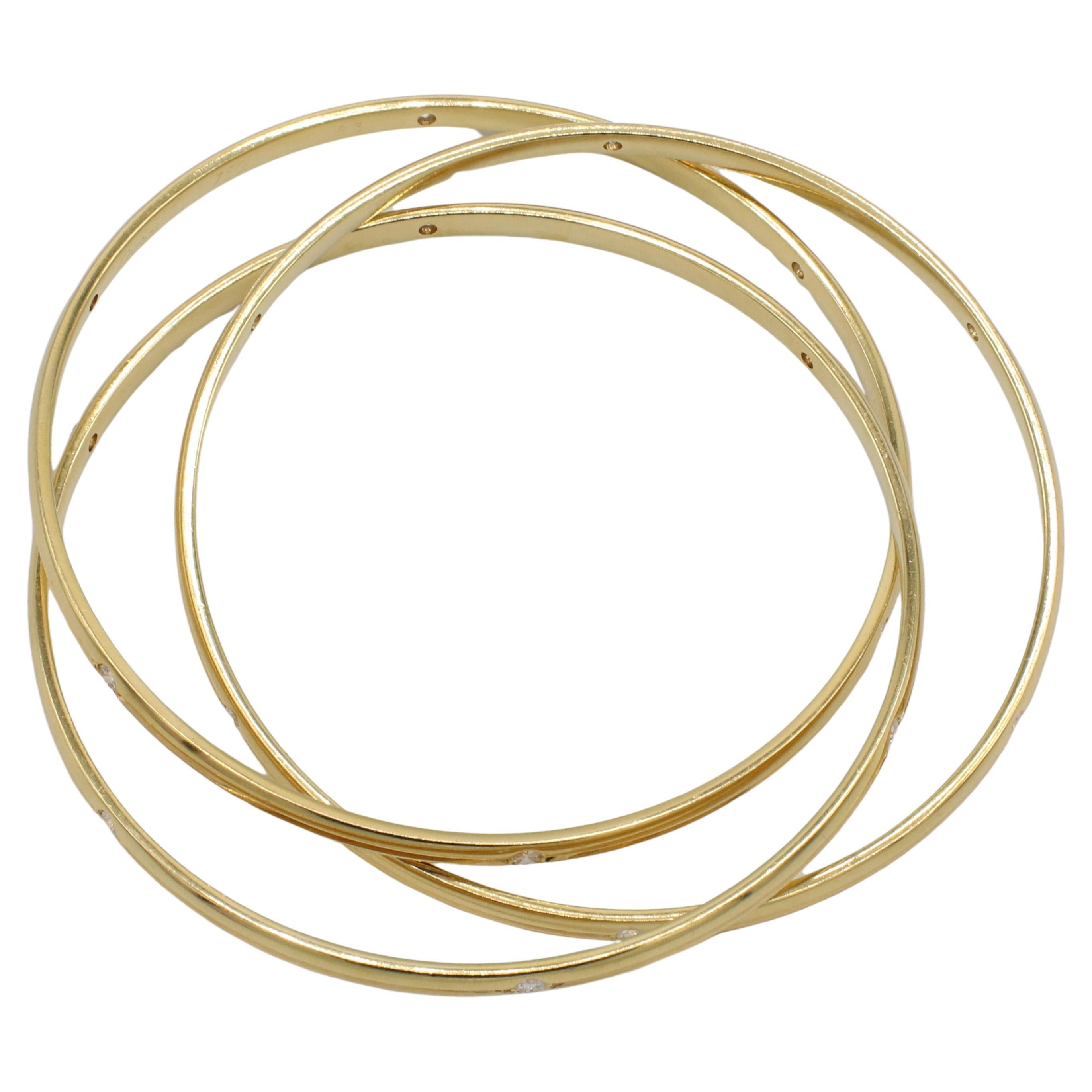 Women's Cartier Trinity Constellation Yellow Gold Natural Diamond Bangle Bracelet For Sale