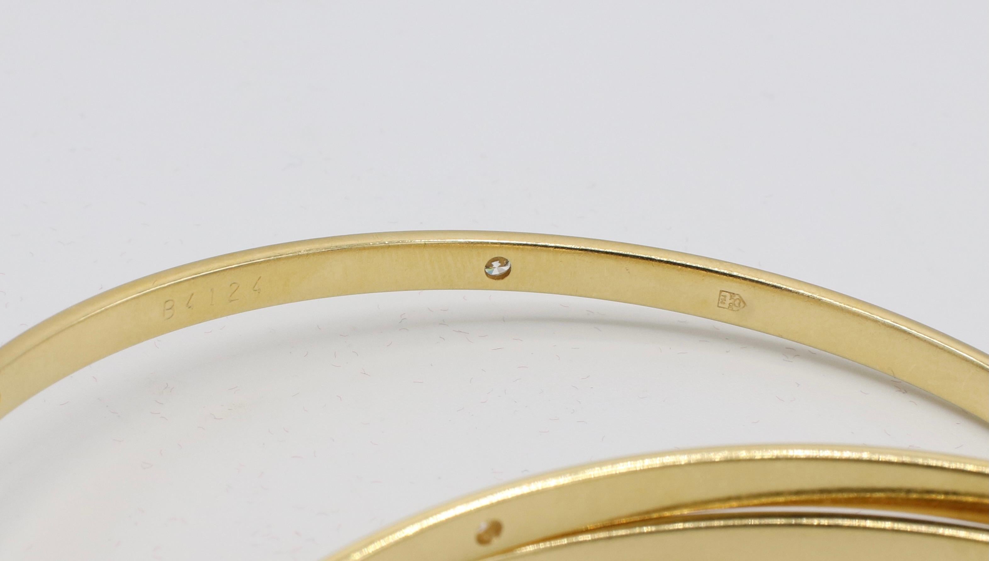 Cartier Trinity Constellation Yellow Gold Natural Diamond Bangle Bracelet For Sale 1