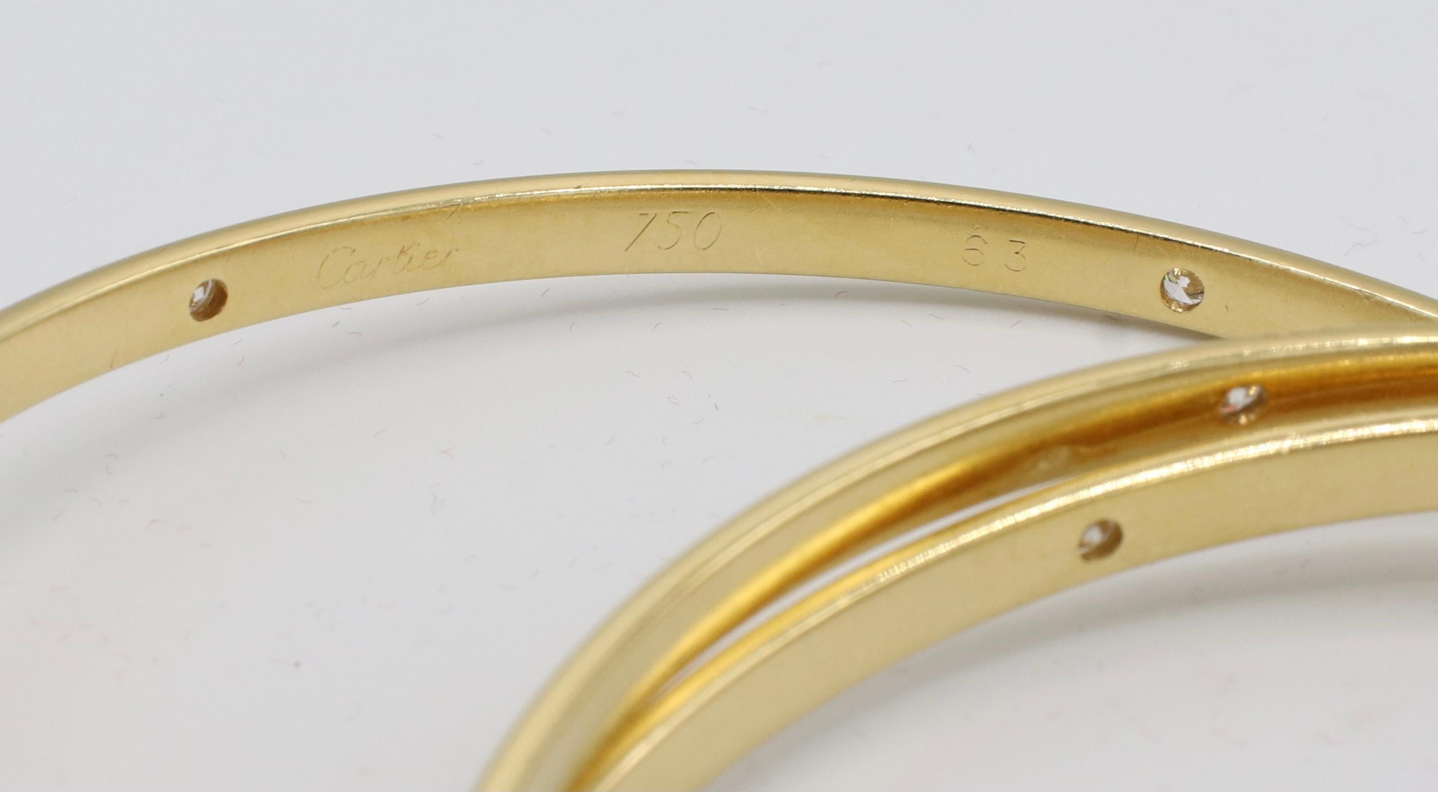 Cartier Trinity Constellation Yellow Gold Natural Diamond Bangle Bracelet For Sale 2