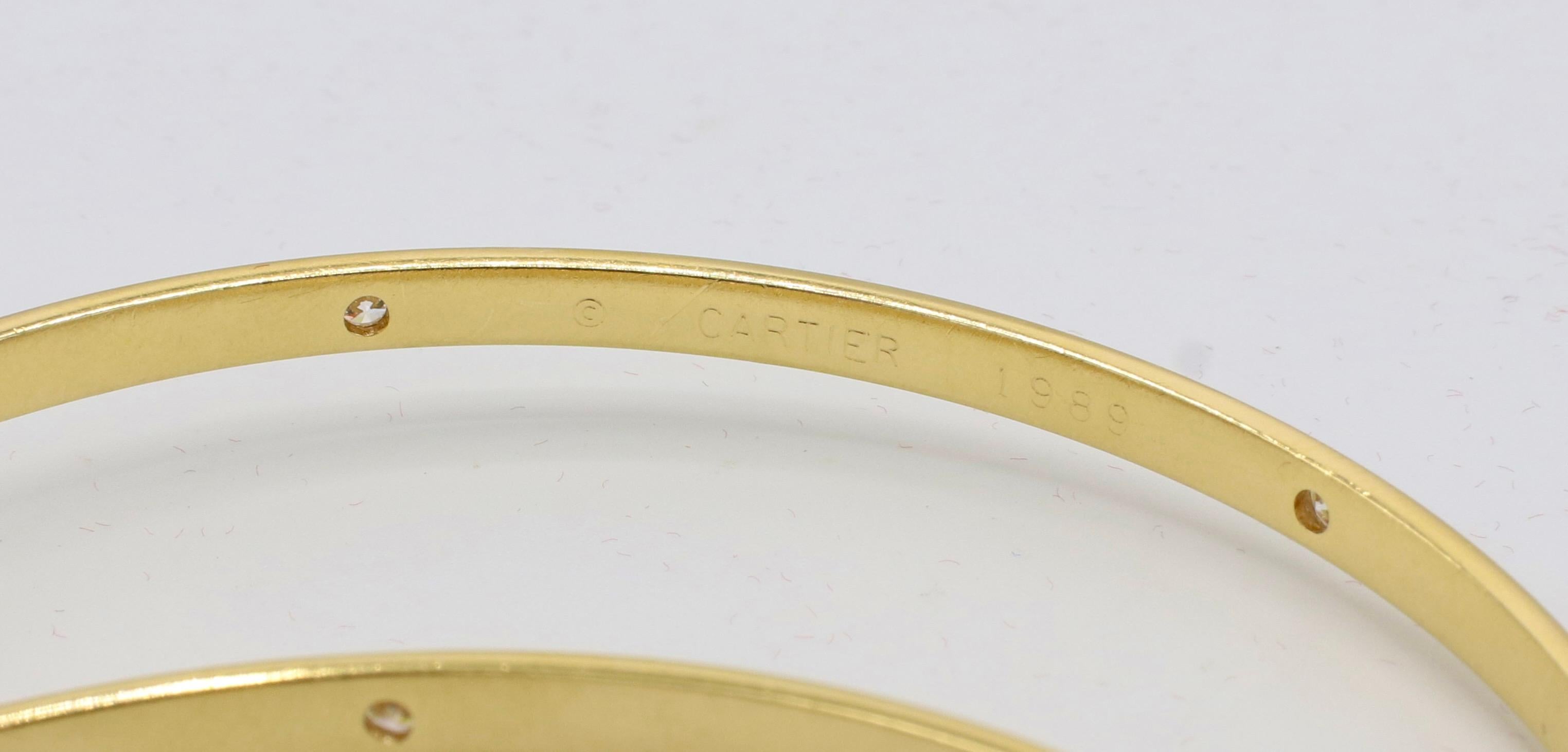 Cartier Trinity Constellation Yellow Gold Natural Diamond Bangle Bracelet For Sale 3