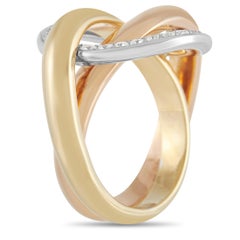 Cartier Trinity Crash 18K Yellow, White, and Rose Gold 0.48 Ct Diamond Ring