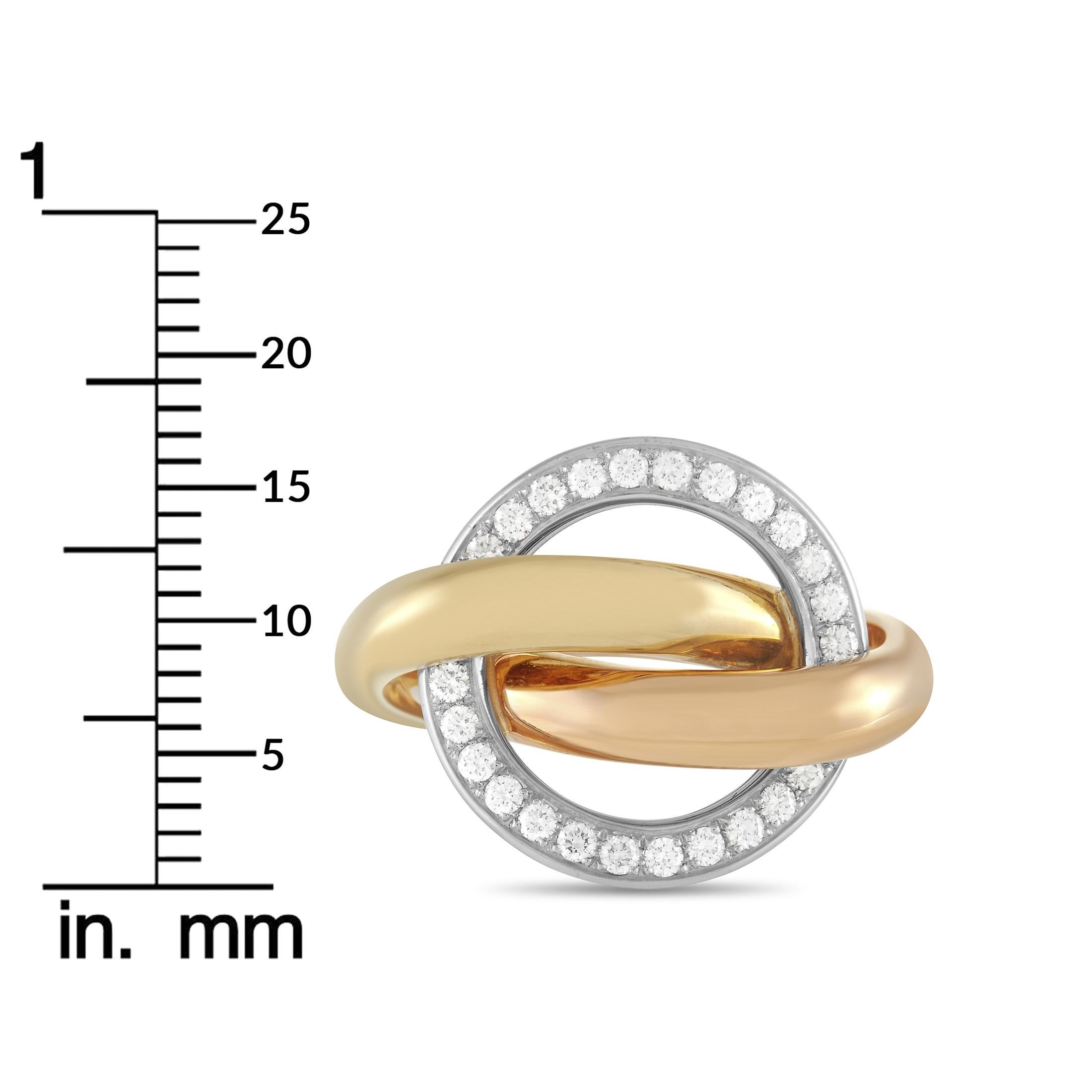 Women's Cartier Trinity Crash 18K Yellow, White, and Rose Gold 0.48 Ct Diamond Ring