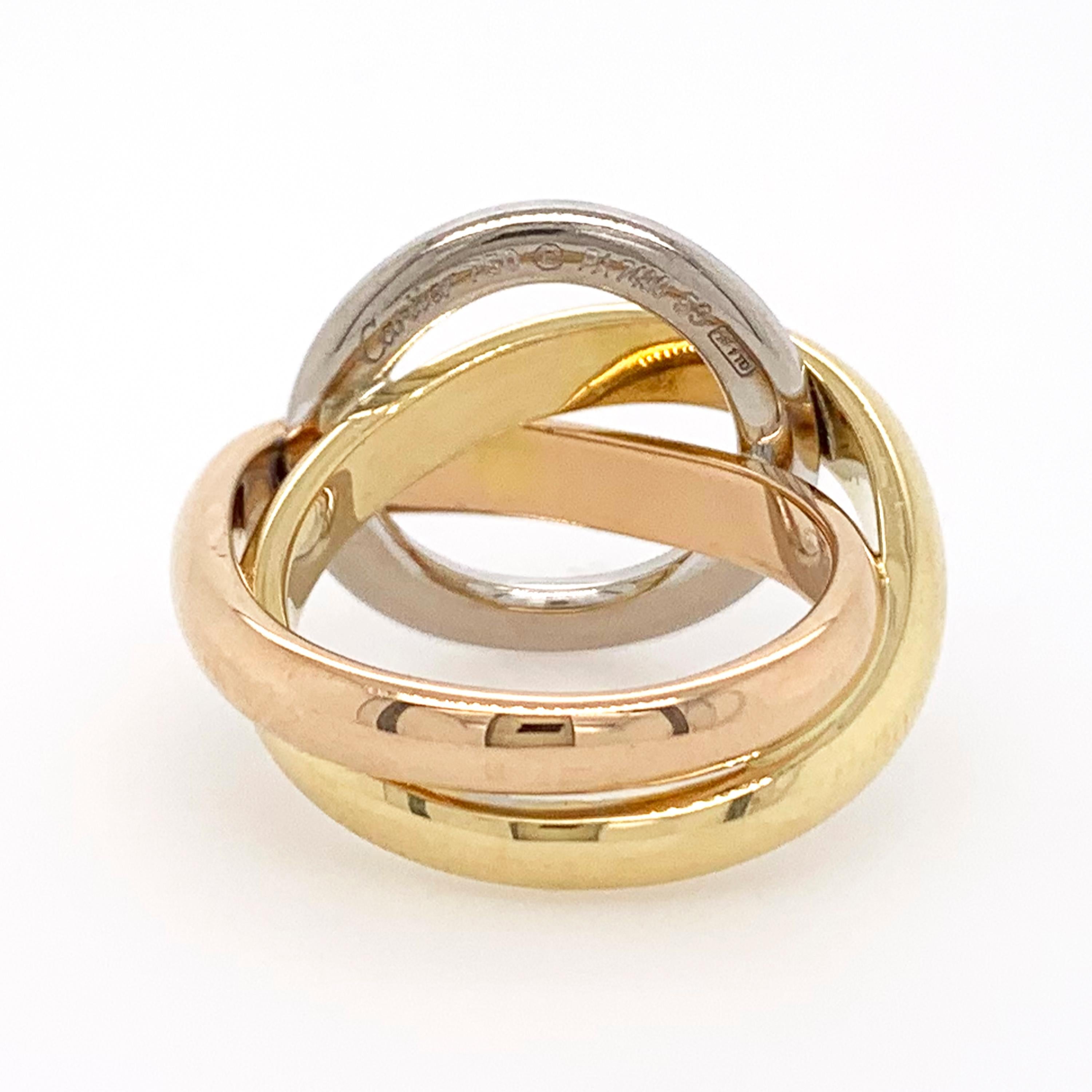 Cartier Trinity Crash Diamond Ring en or tricolore 18 carats Pour femmes en vente