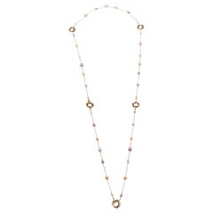 Cartier Trinity Cultured Pearl 18K Three Tone Gold Long Station Necklace