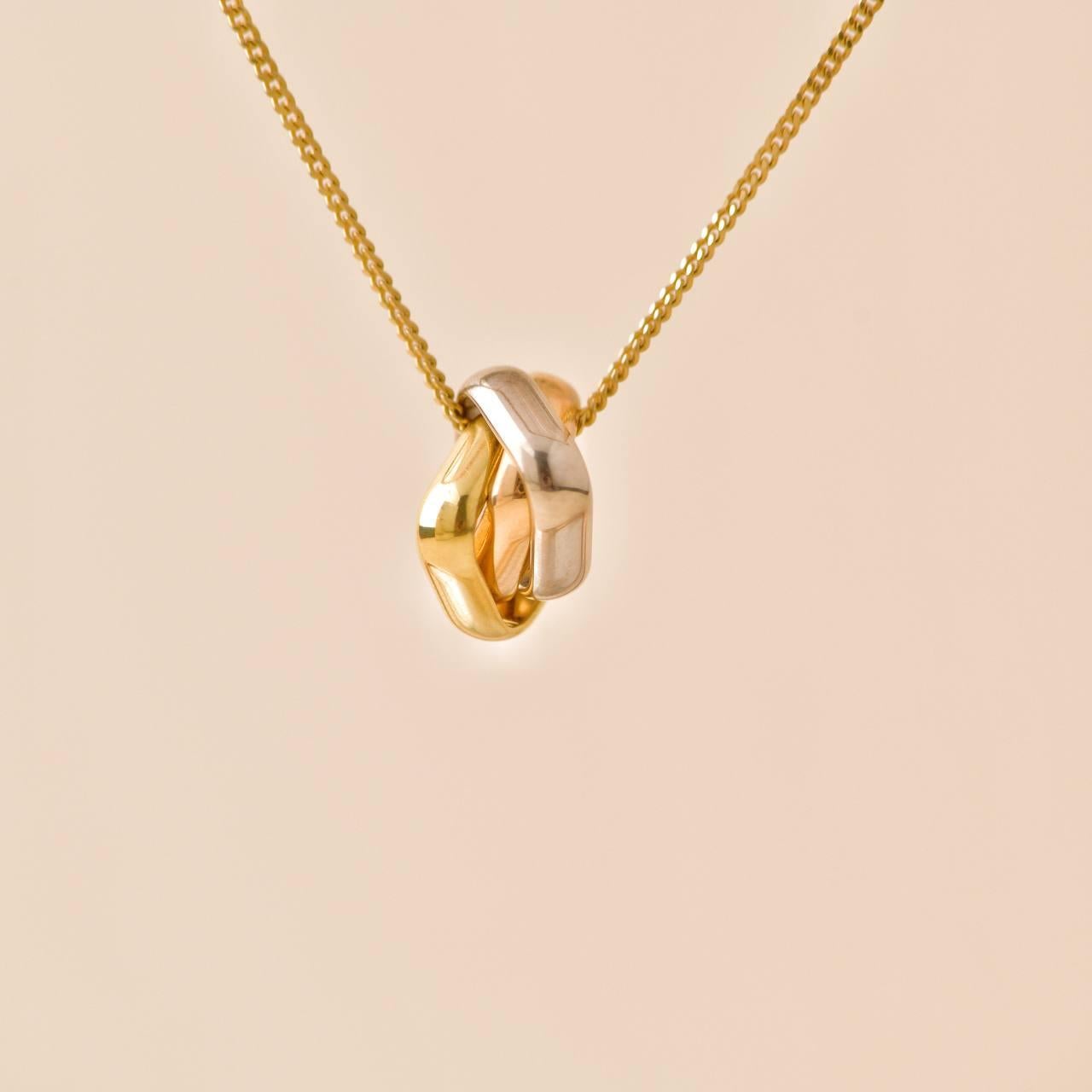 Women's or Men's Cartier Trinity Cushion Pendant 18K Yellow Rose White Gold Necklace For Sale