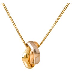 Cartier Trinity Cushion Pendant 18K Yellow Rose White Gold Necklace