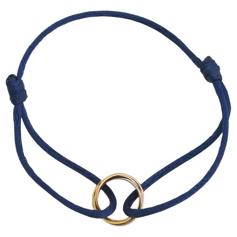 Cartier Trinity de Cartier 18K Three Tone Gold Adjustable Blue Cord  Bracelet at 1stDibs