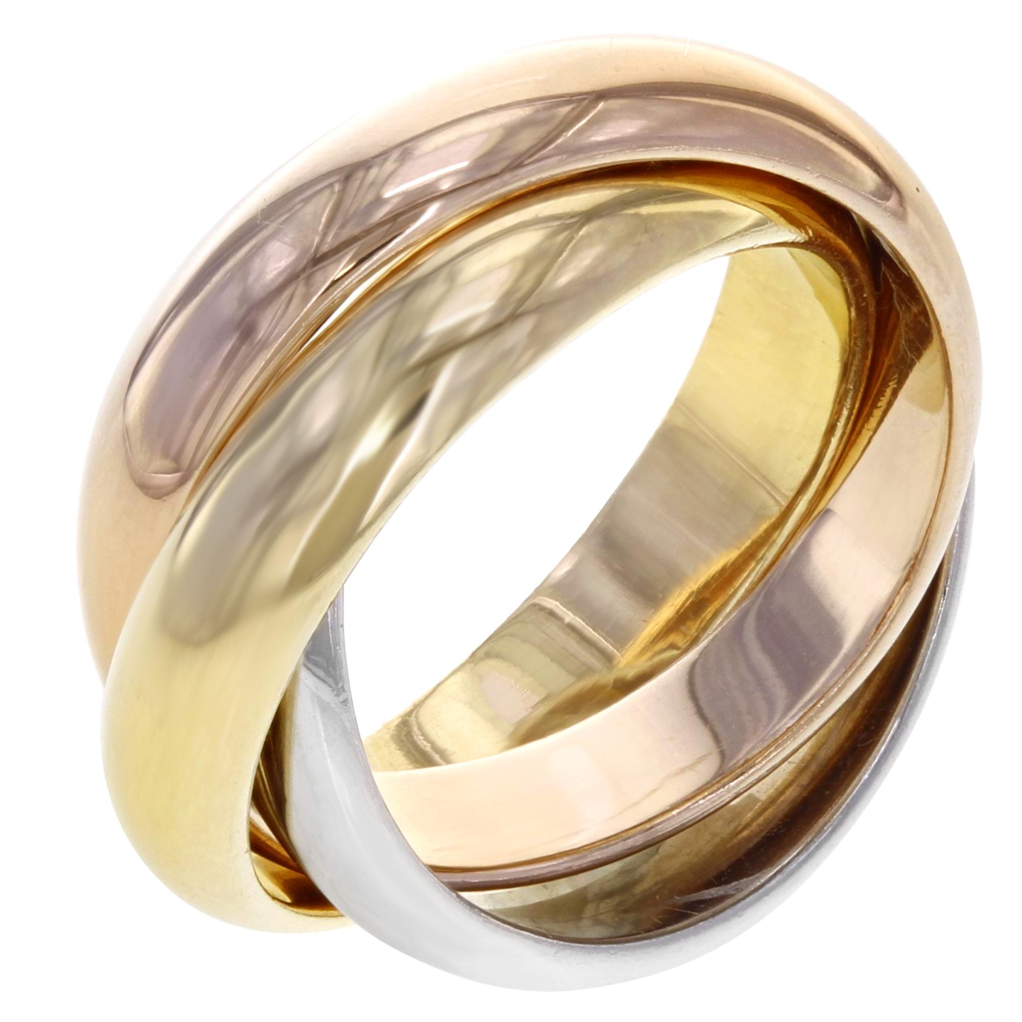 Women's or Men's Cartier Trinity De Cartier 18 Karat Three-Tone Gold Ladies Ring