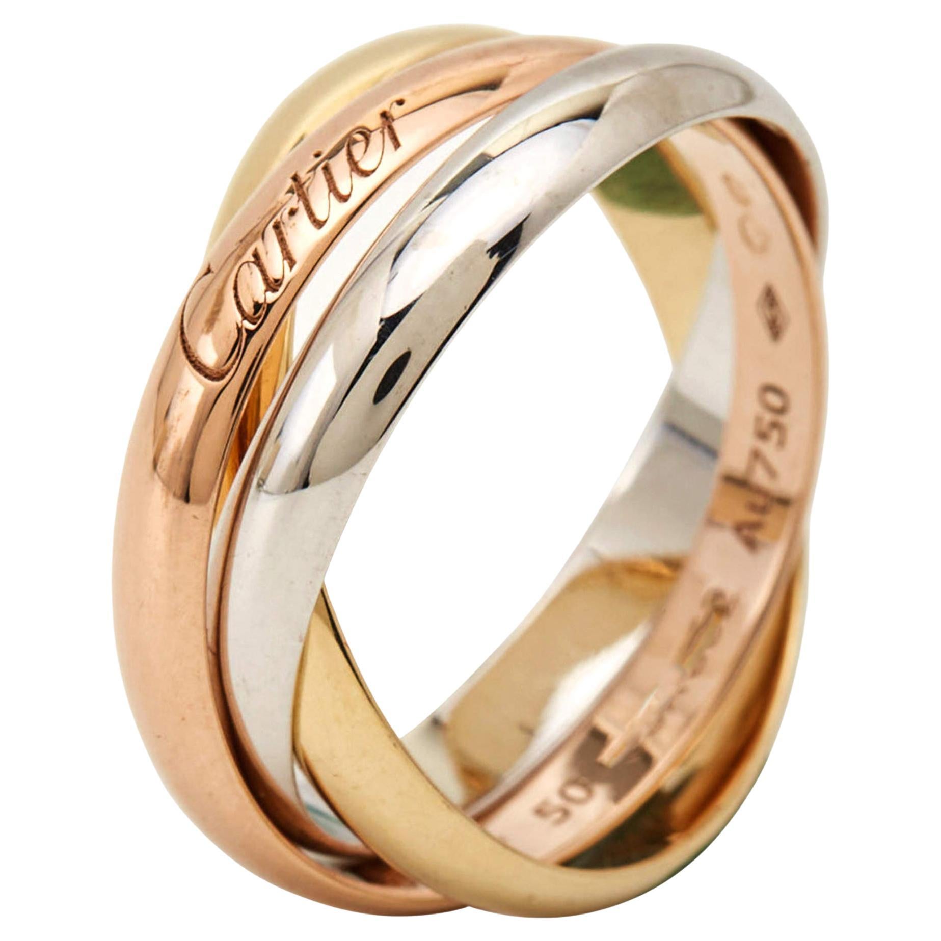 Cartier Trinity De Cartier 18K Three Tone Gold Ring 50 For Sale