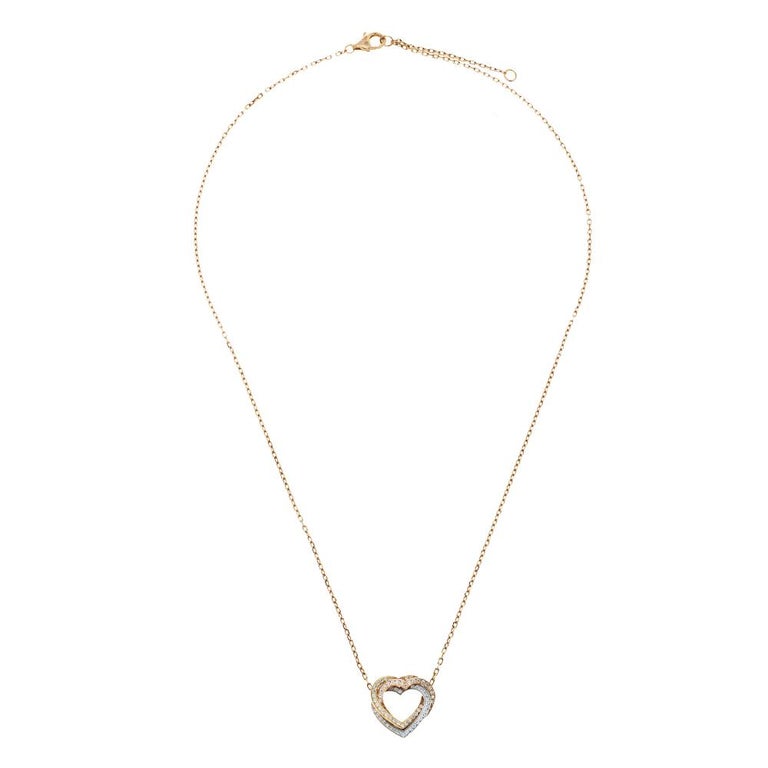 Cartier Trinity de Cartier Diamond Heart 18K Three Tone Gold Necklace ...