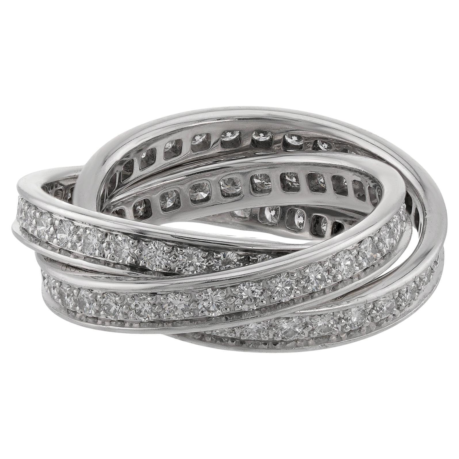 CARTIER Trinity de Cartier Diamond White Gold Band Ring. Sz. 6.25 - EU 53.