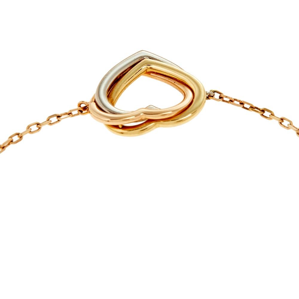 Contemporary Cartier Trinity de Cartier Heart 18k Three Tone Gold Bracelet